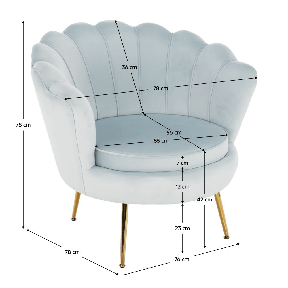 Fotoliu in stil Art-deco, catifea Velvet gri-albastru/crom auriu, NOBLIN — imaginea 5