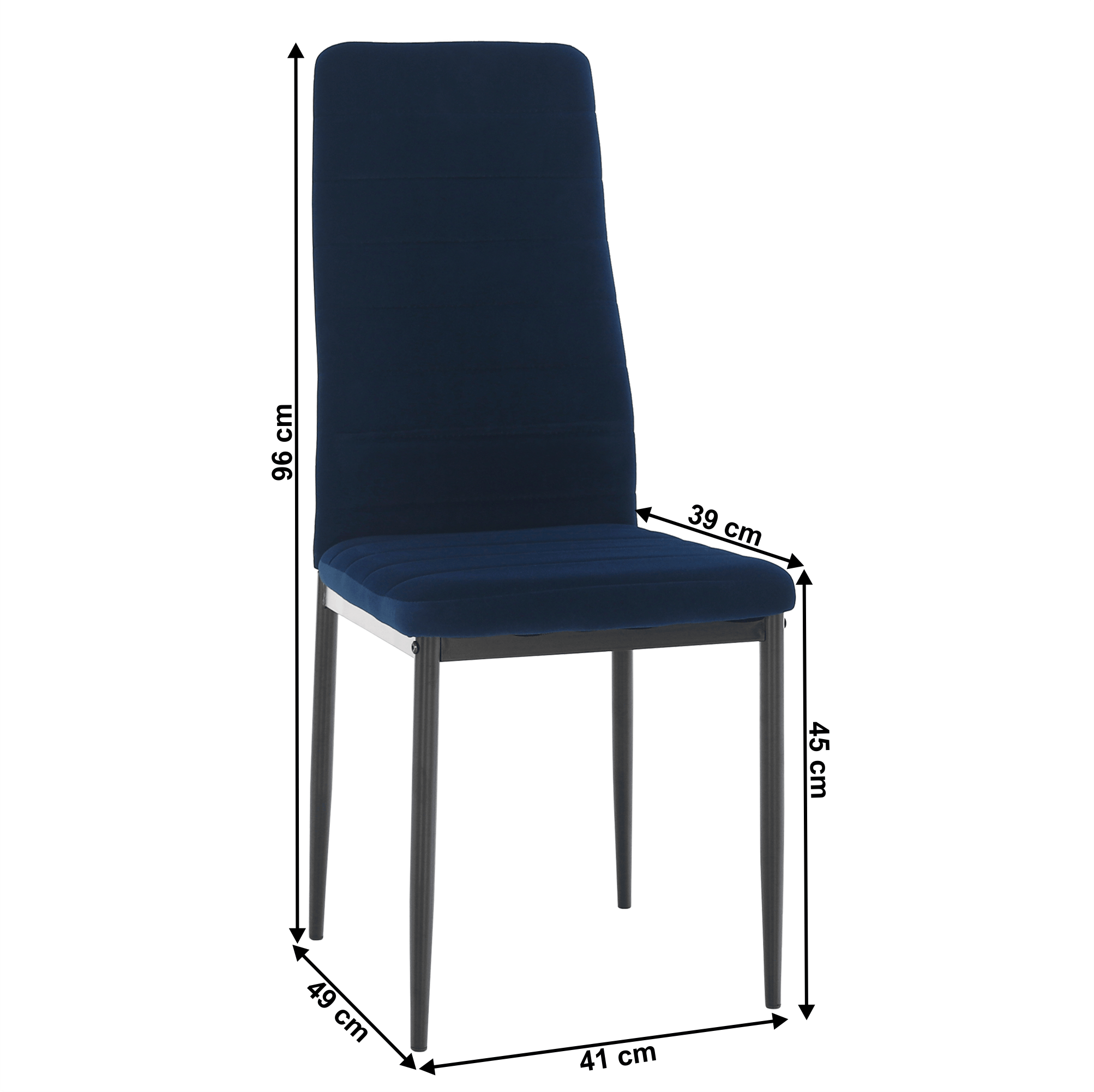 Scaun, tesatura albastra din catifea / metal negru, Coleta Nova — imaginea 2