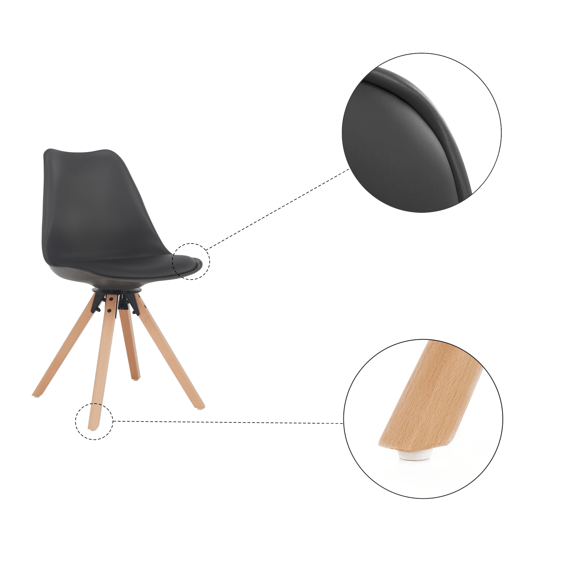 Scaun pivotant elegant, gri inchis, ETOSA — imaginea 3