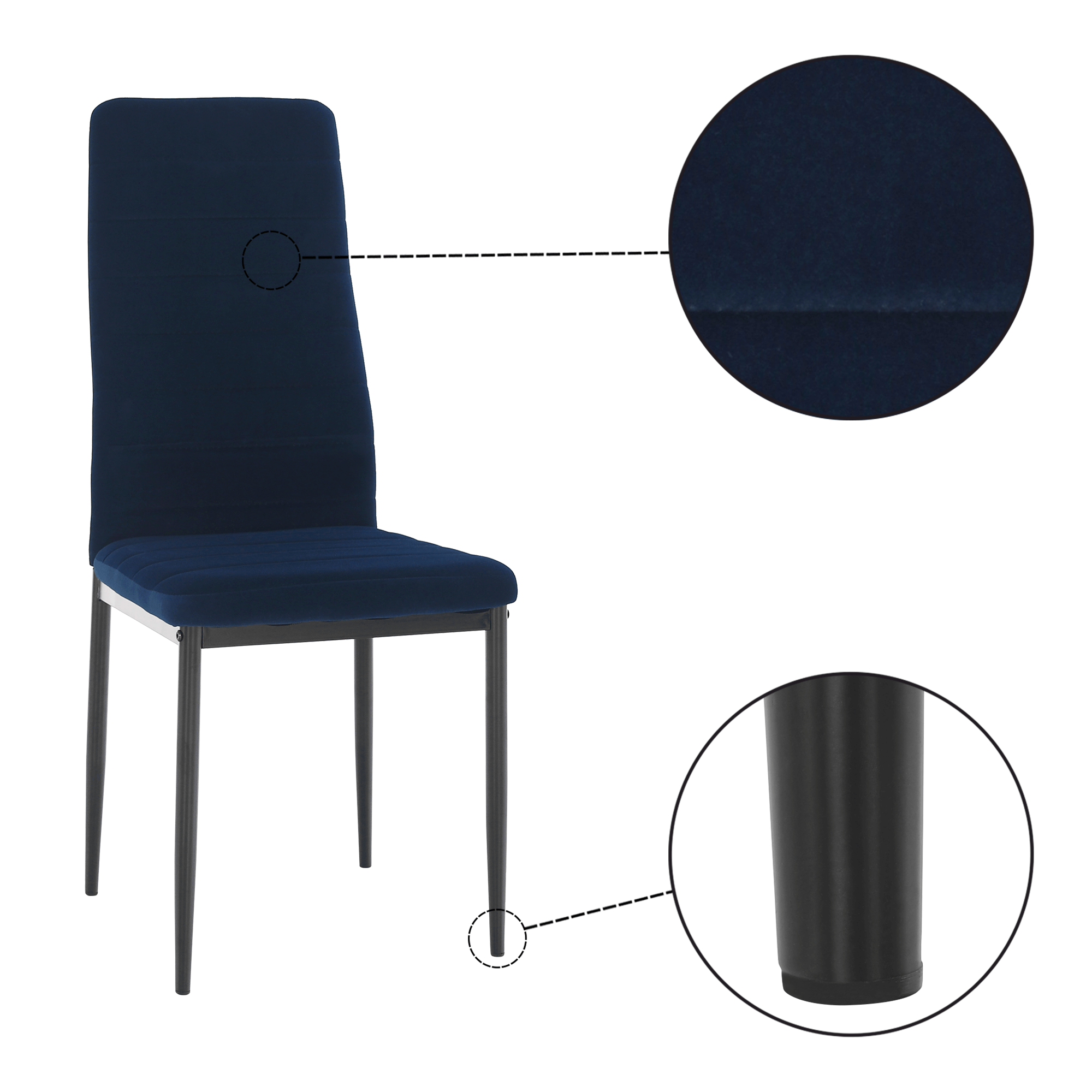 Scaun, tesatura albastra din catifea / metal negru, Coleta Nova — imaginea 12