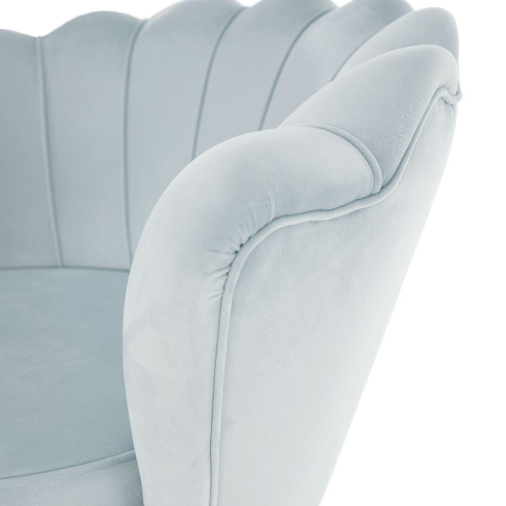 Fotoliu in stil Art-deco, catifea Velvet gri-albastru/crom auriu, NOBLIN — imaginea 7