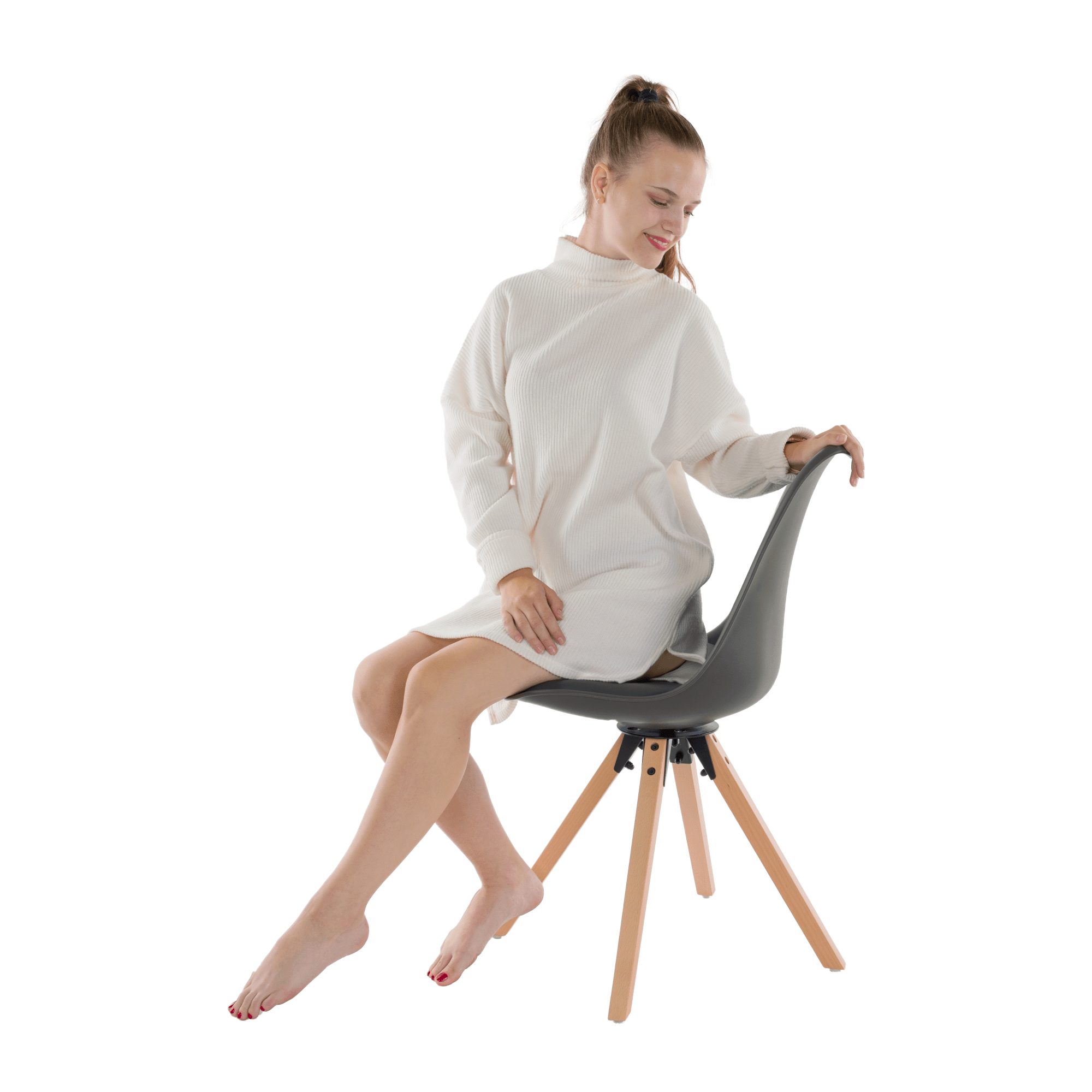 Scaun pivotant elegant, gri inchis, ETOSA — imaginea 10