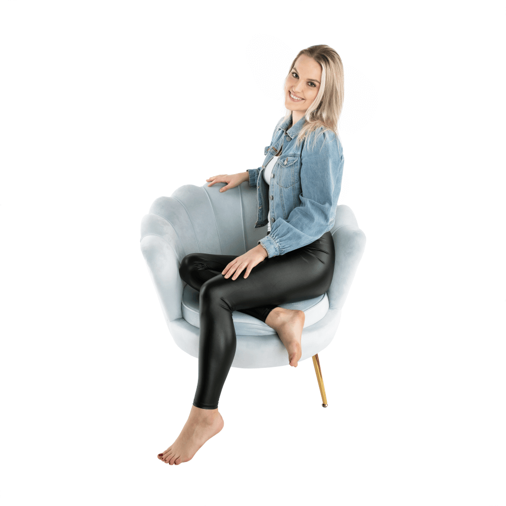 Fotoliu in stil Art-deco, catifea Velvet gri-albastru/crom auriu, NOBLIN — imaginea 15