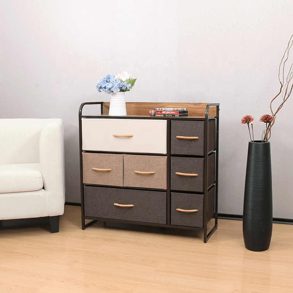 Comoda cu sertare din material textil, bej/maro deschis/maro inchis, HAZEL TYP 3 — imaginea 2