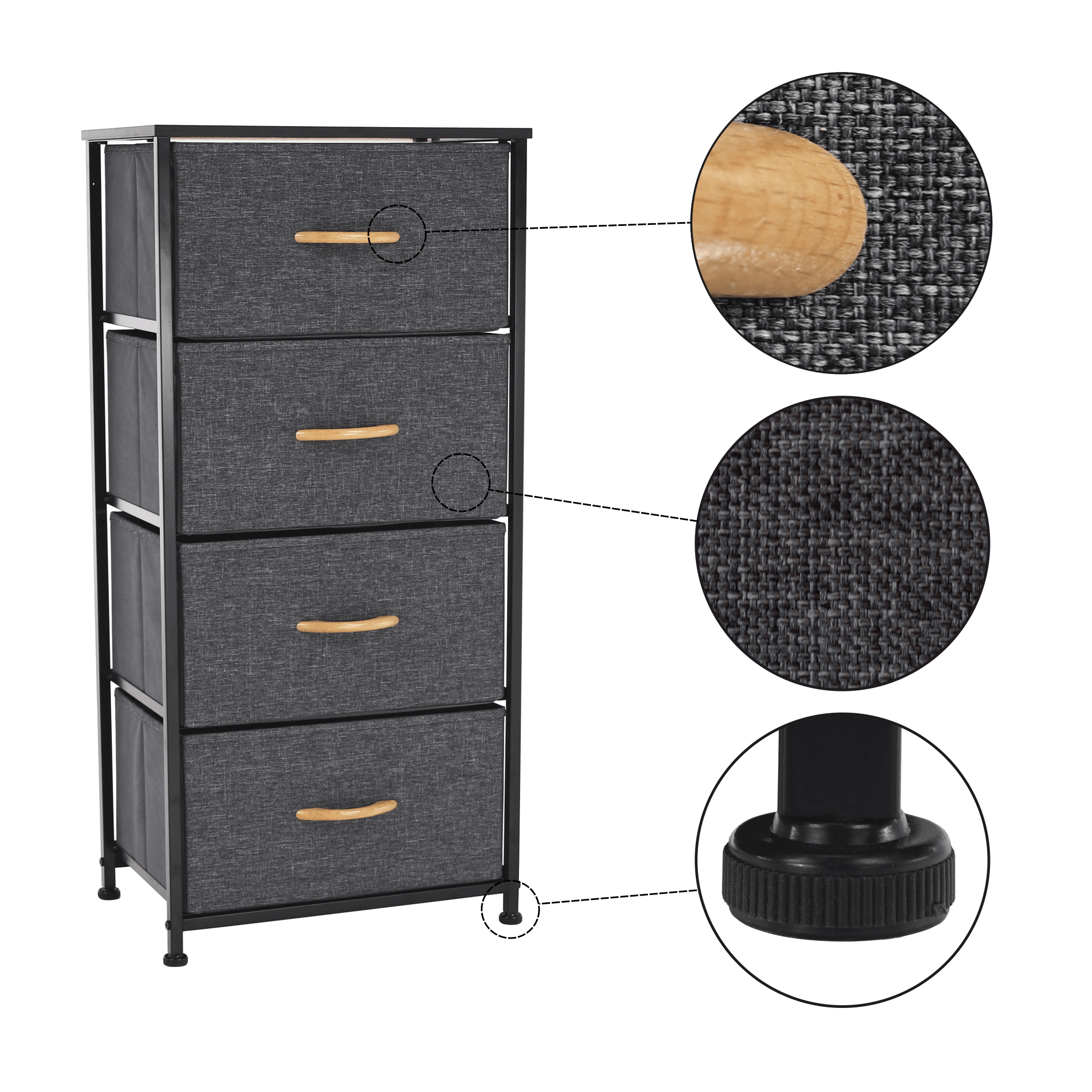 Comoda cu sertare din material textil, negru/gri inchis, PALMERA TYP 2 — imaginea 3