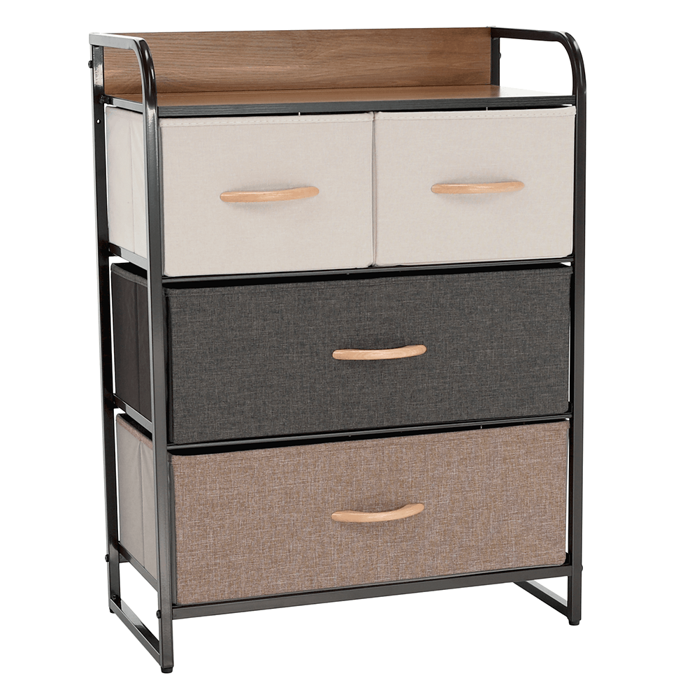 Comoda cu sertare din material textil, bej/maro deschis/maro inchis, HAZEL TYP 2