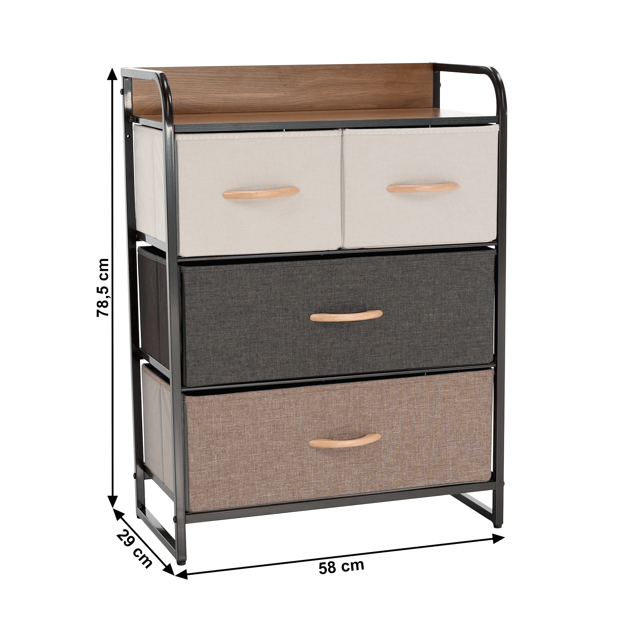 Comoda cu sertare din material textil, bej/maro deschis/maro inchis, HAZEL TYP 2 — imaginea 2