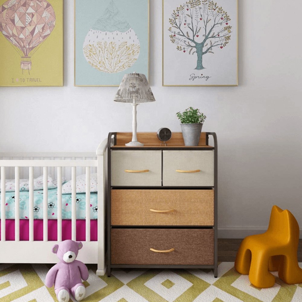 Comoda cu sertare din material textil, bej/maro deschis/maro inchis, HAZEL TYP 2 — imaginea 3