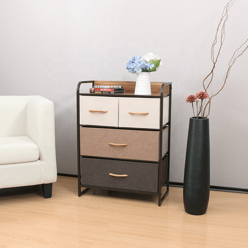 Comoda cu sertare din material textil, bej/maro deschis/maro inchis, HAZEL TYP 2 — imaginea 4