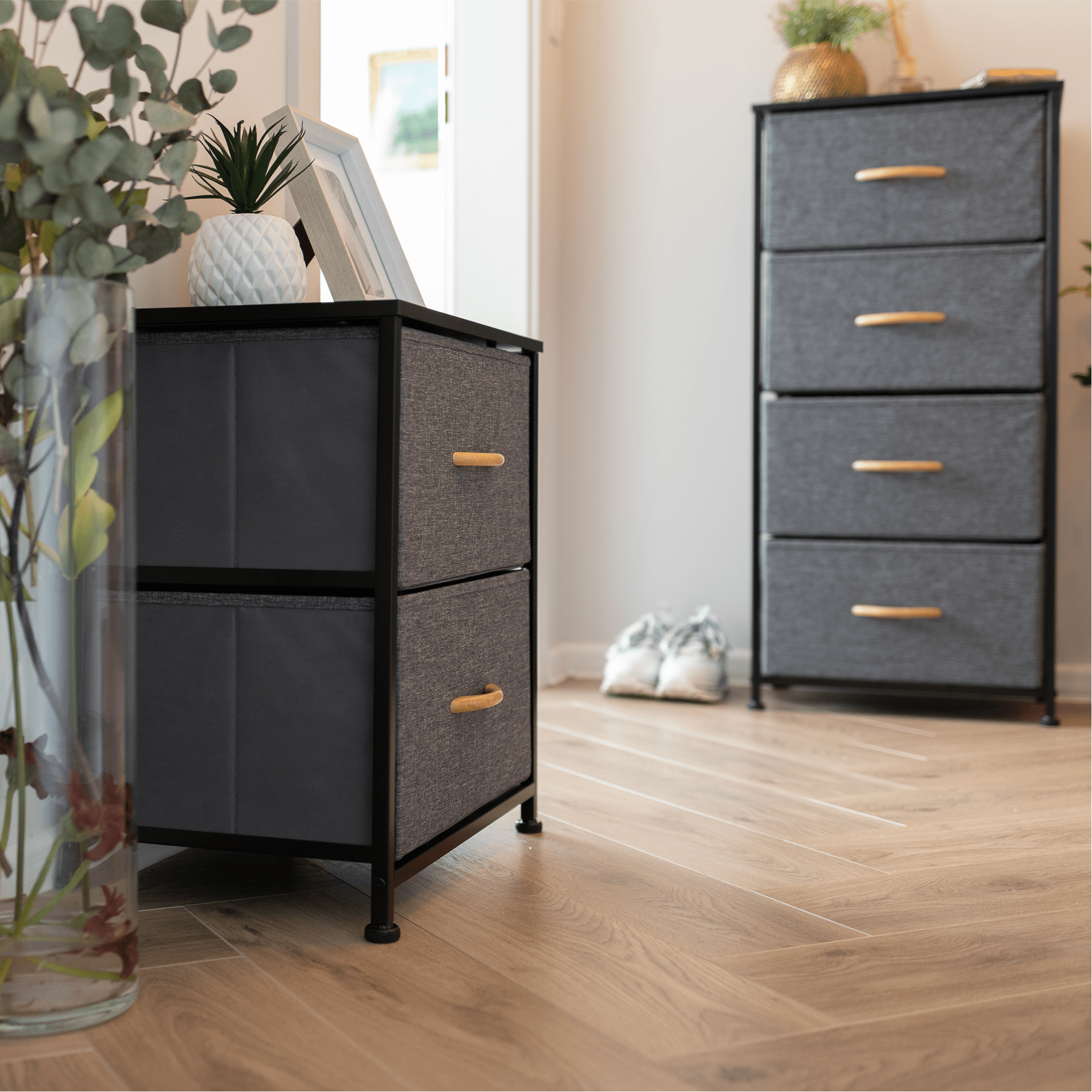 Comoda cu sertare din material textil, negru/gri inchis, PALMERA TYP 2 — imaginea 6