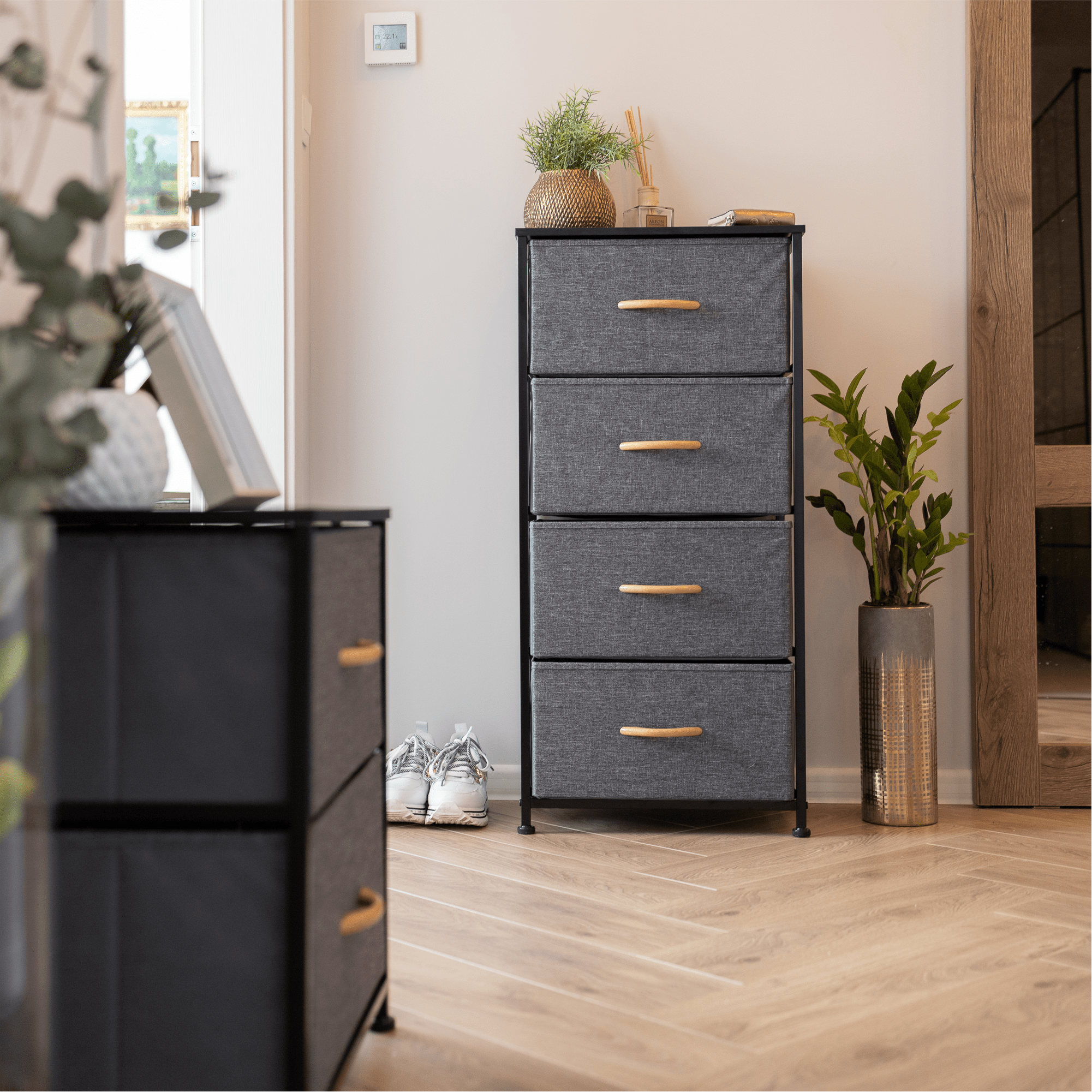 Comoda cu sertare din material textil, negru/gri inchis, PALMERA TYP 2 — imaginea 7