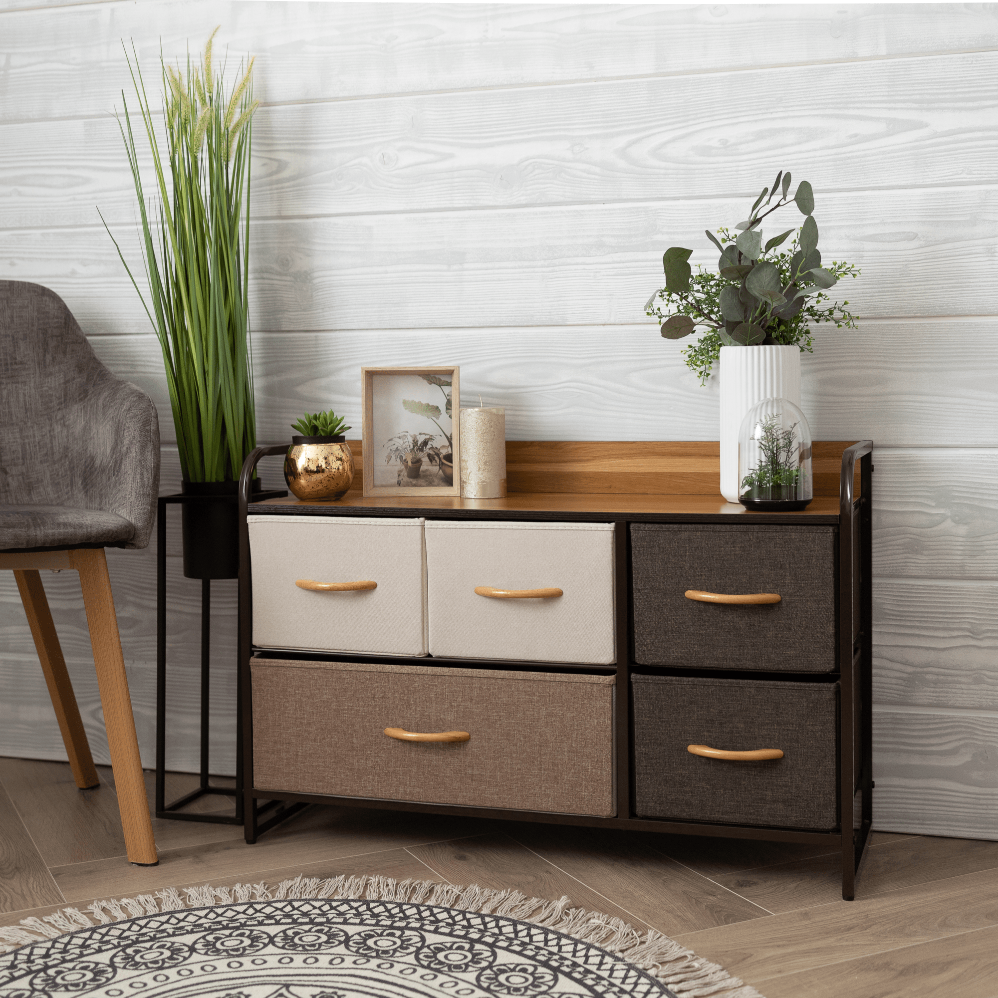 Comoda cu sertare din material textil, /bej/maro deschis/maro inchis, HAZEL TYP 4 — imaginea 13