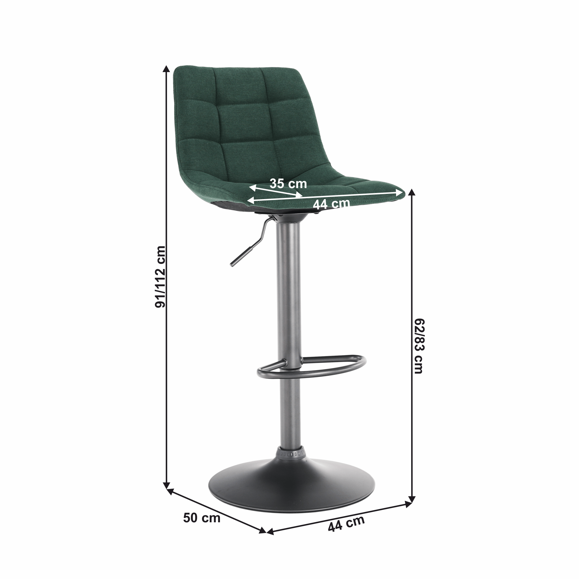 Scaun de bar, verde / negru, LAHELA — imaginea 5