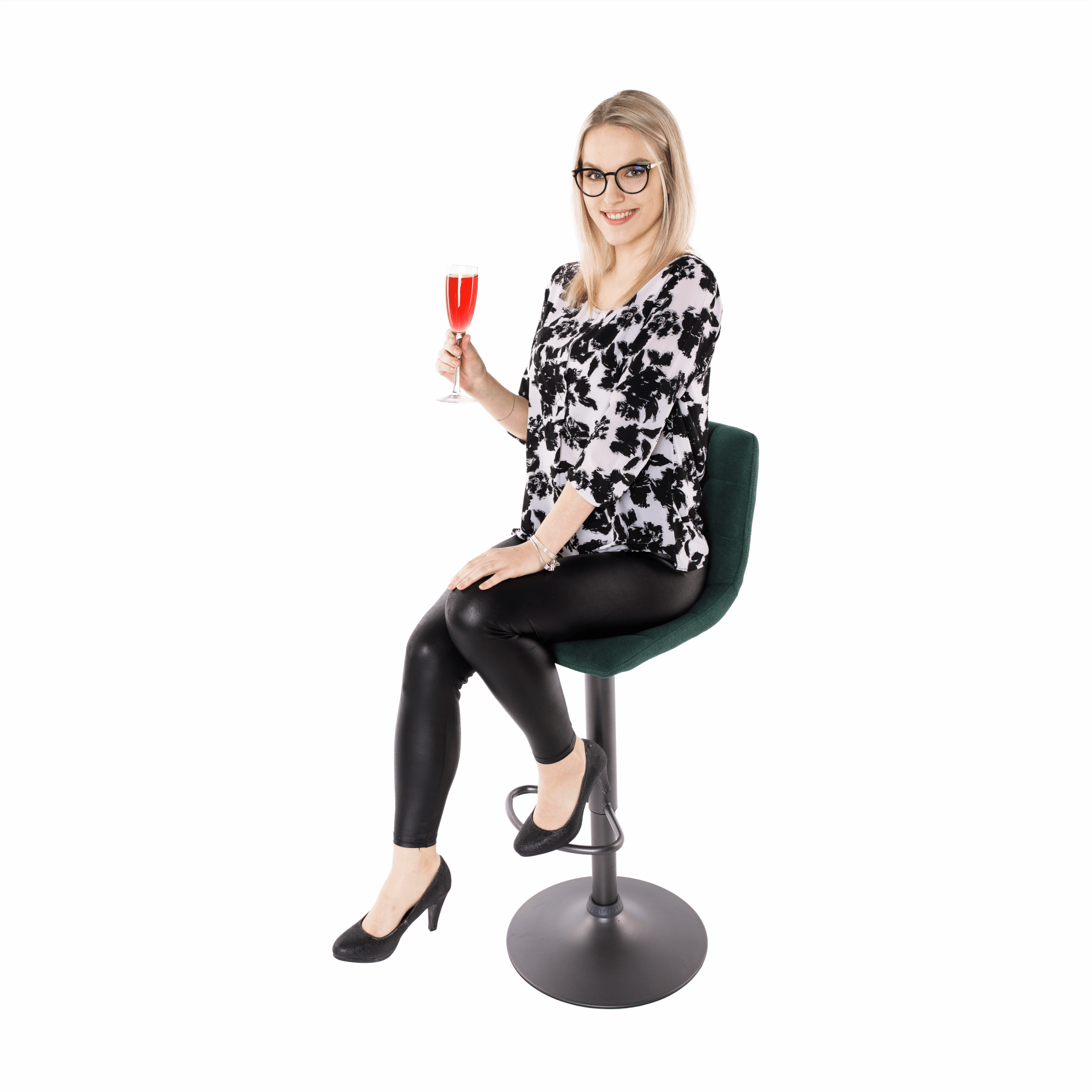 Scaun de bar, verde / negru, LAHELA — imaginea 7