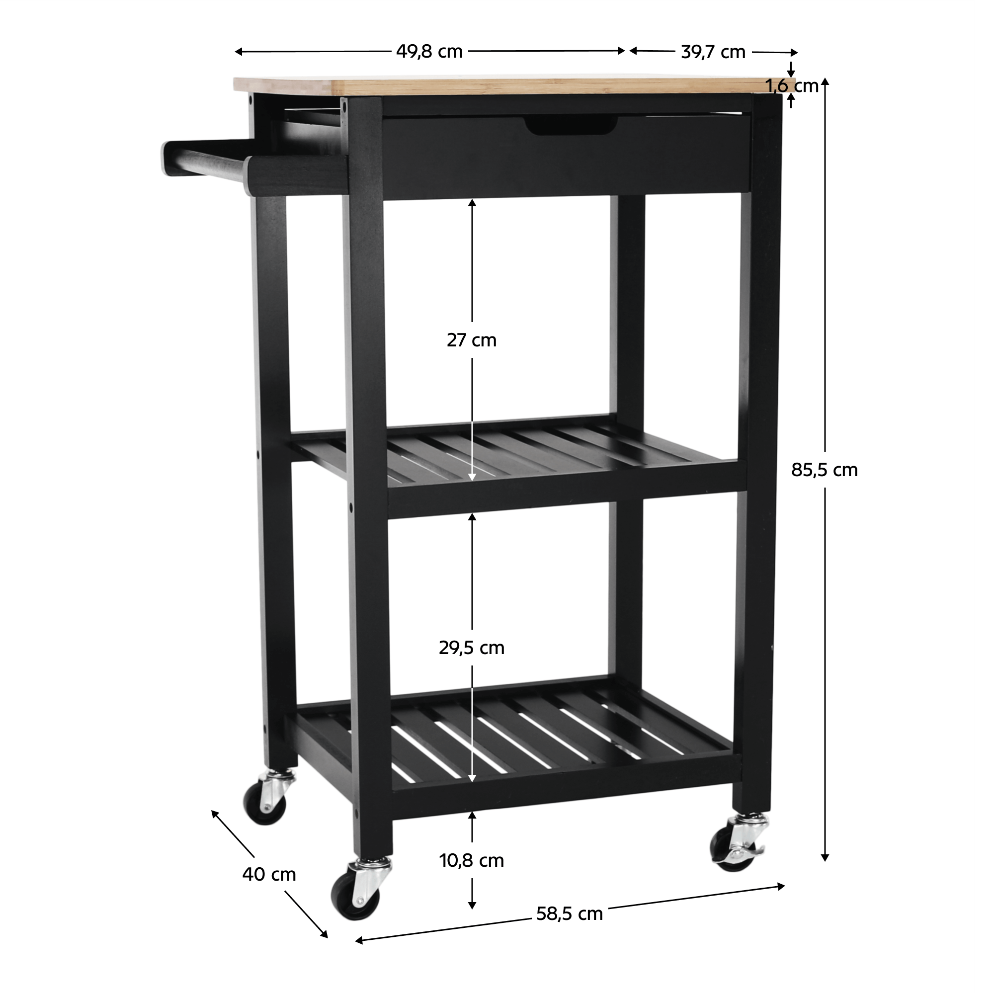 Carucior de servire, natural — imaginea 2