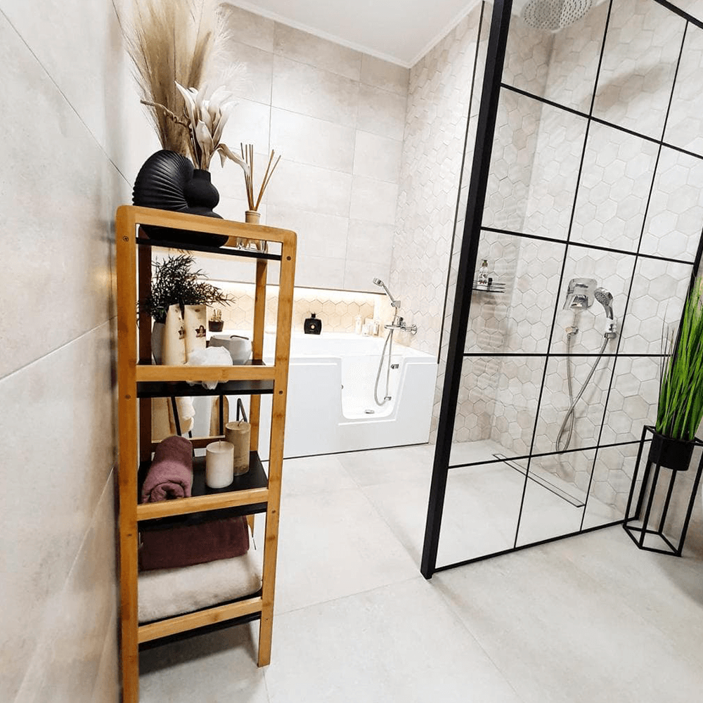 Etajera cu 4 rafturi, natural / negru, NAOKO — imaginea 15