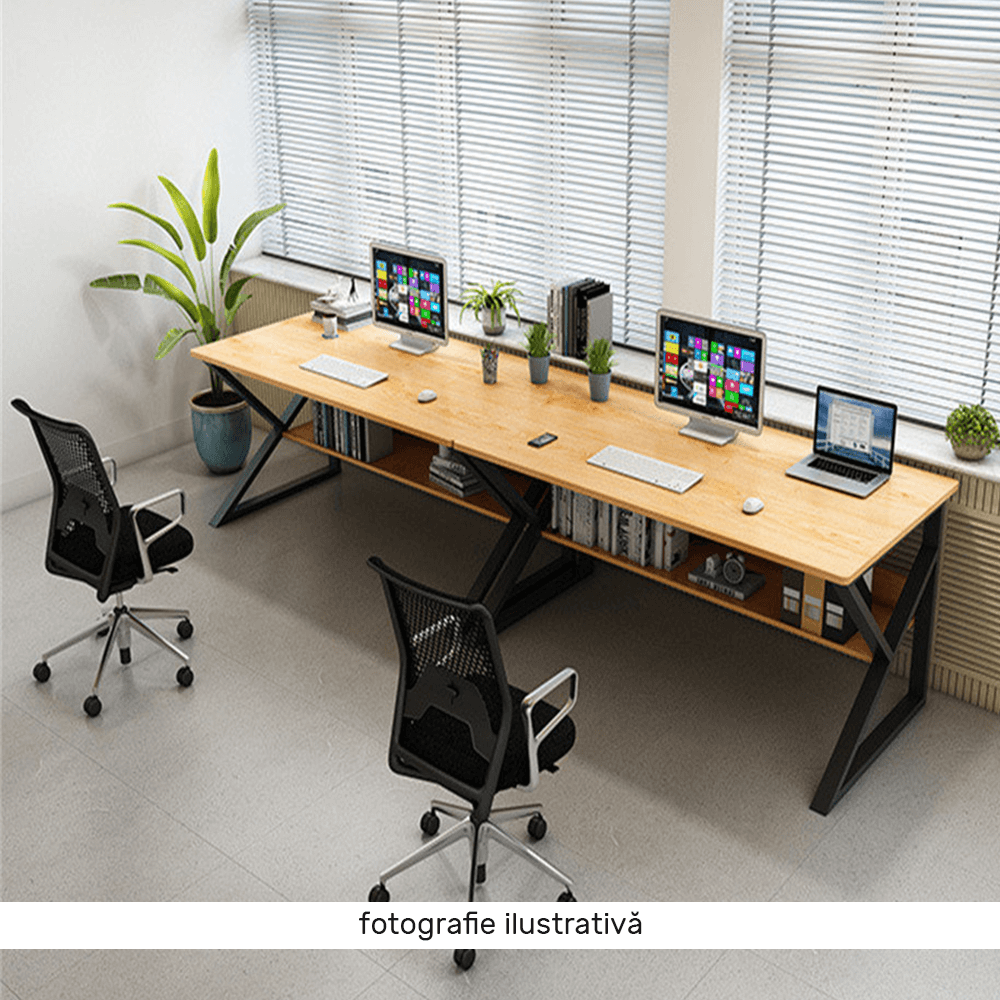 Birou cu raft, fag/negru, TARCAL — imaginea 2