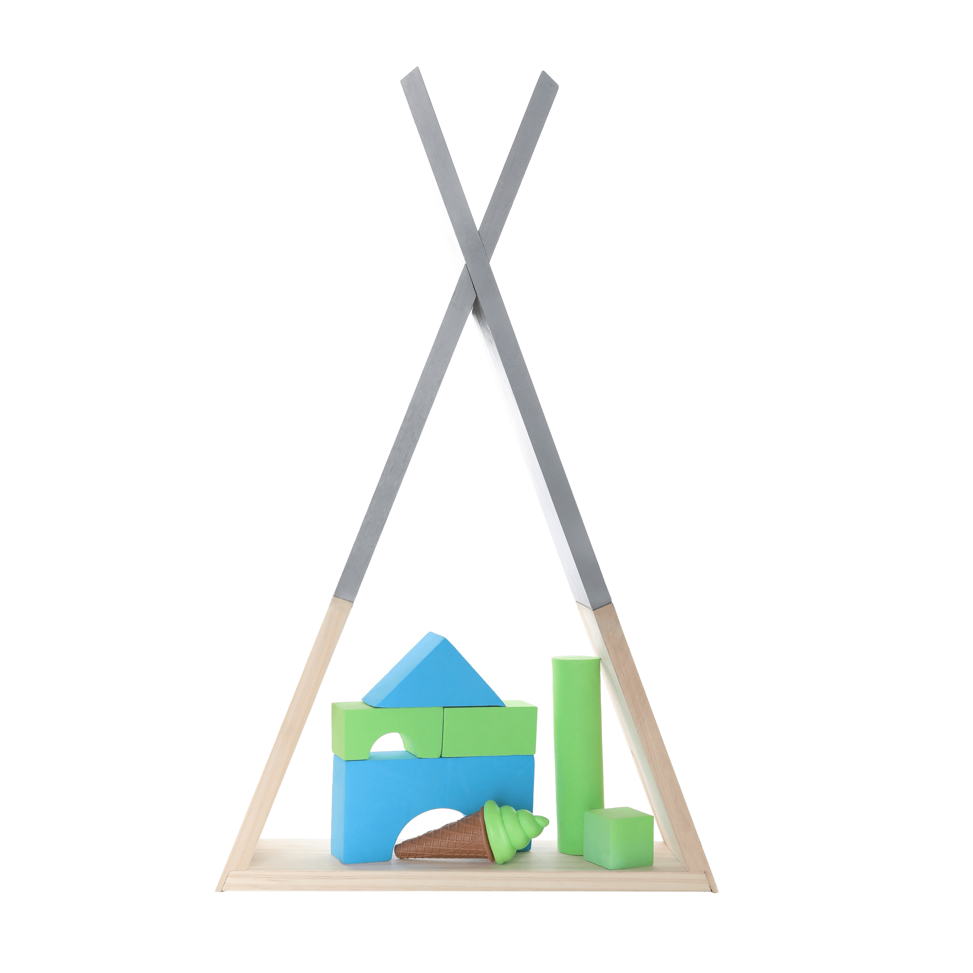 Raft pentru copii, gri / natural, JOLI — imaginea 14