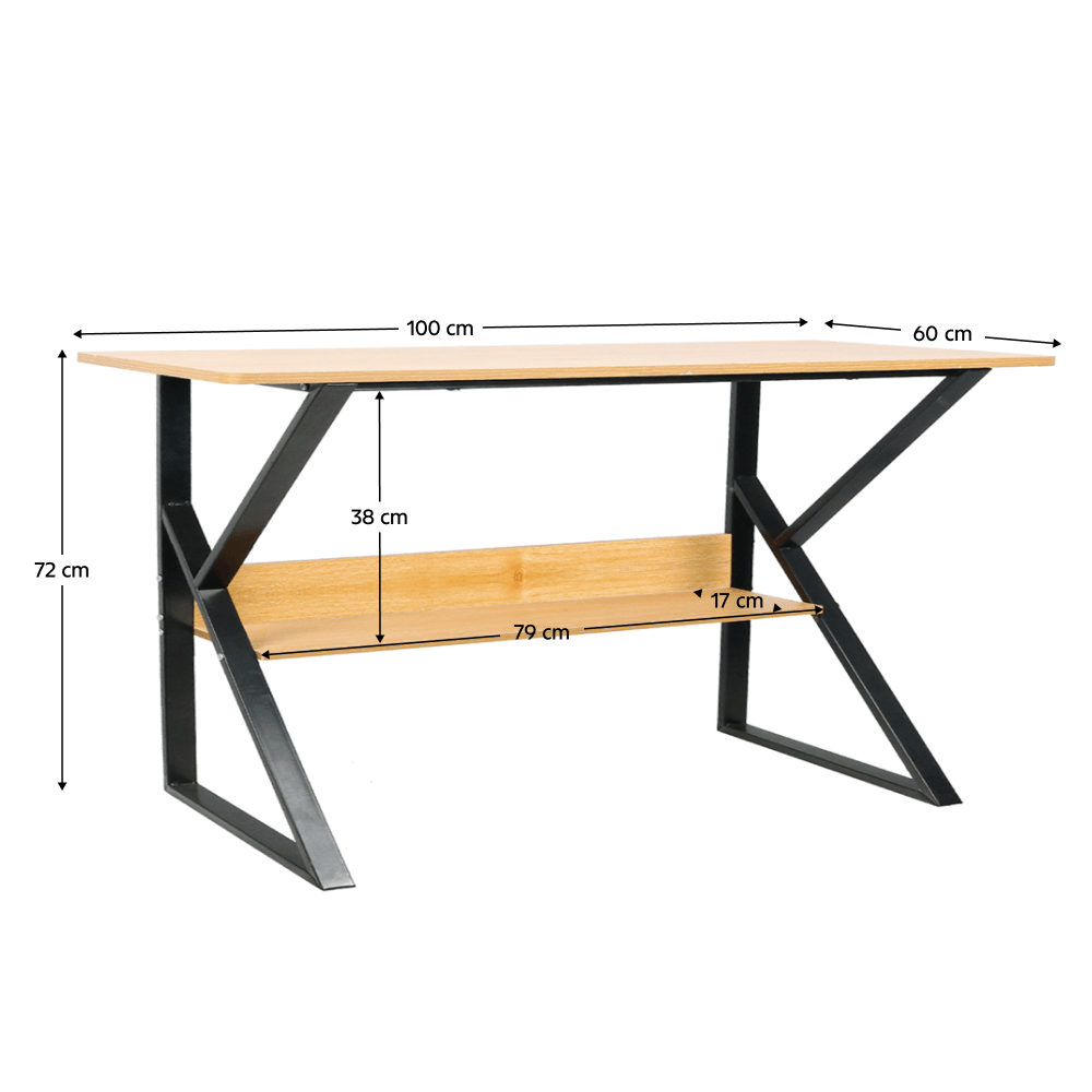 Birou cu raft, fag/negru, TARCAL — imaginea 6