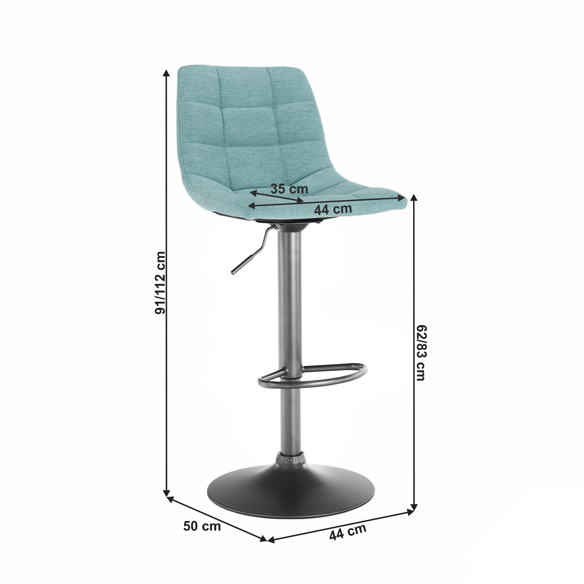 Scaun de bar, mentol / negru, LAHELA — imaginea 20