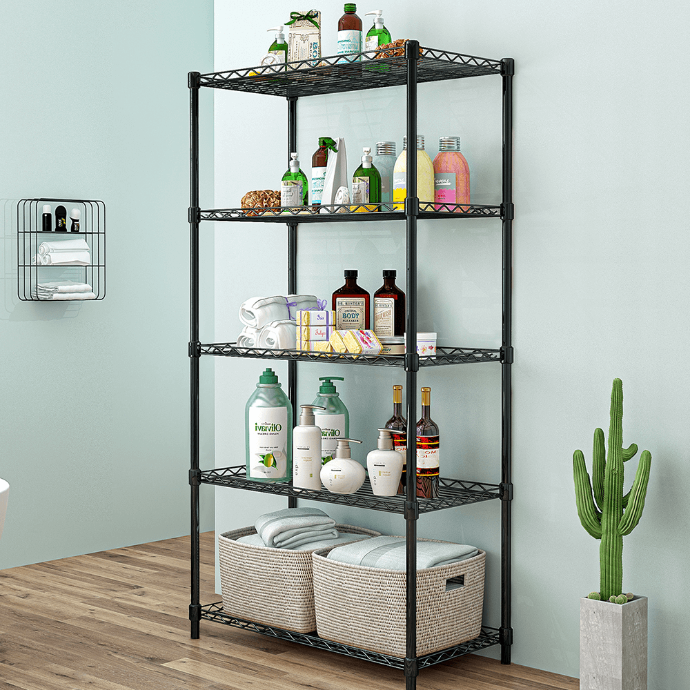 Etajera, 5 rafturi, negru, SUER TYP 2 — imaginea 2