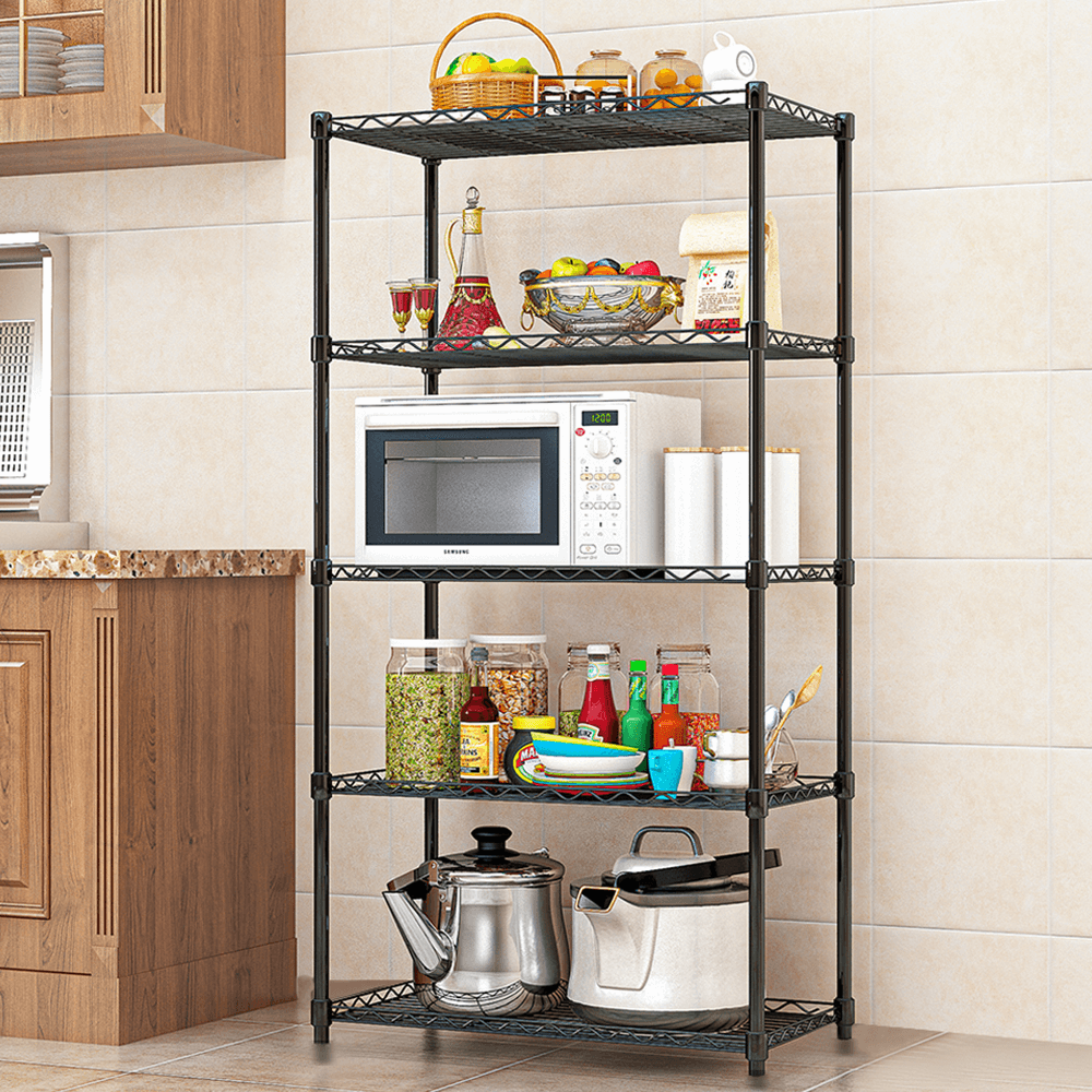 Etajera, 5 rafturi, negru, SUER TYP 2 — imaginea 3