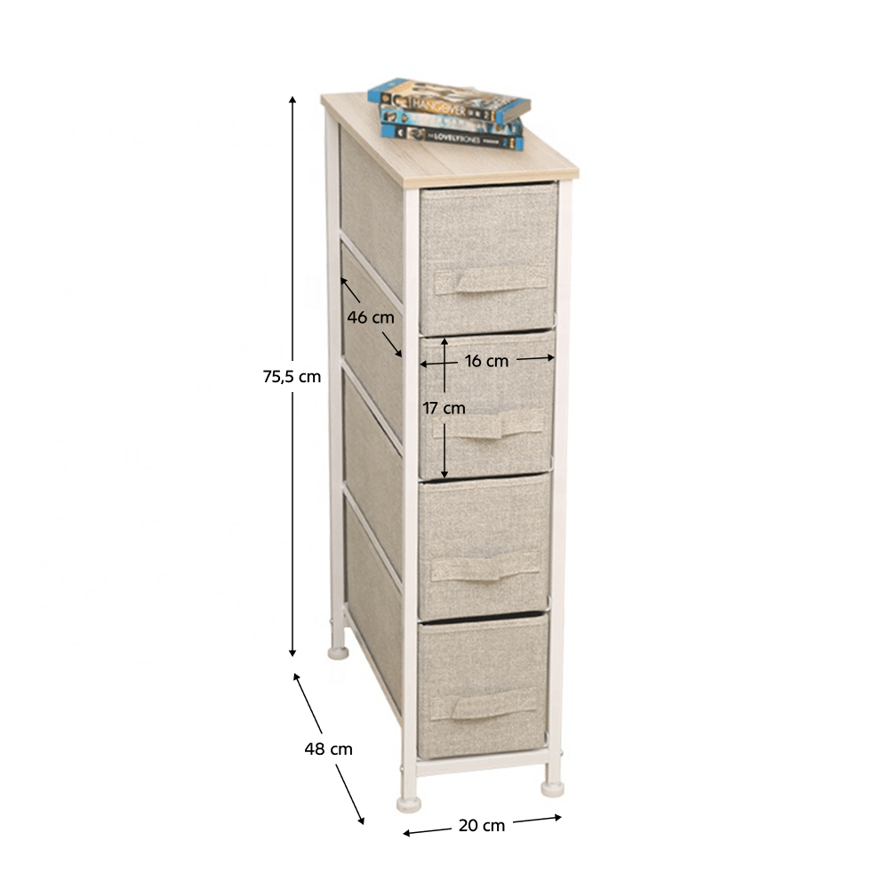 Comoda cu sertare din material textil, gri deschis/alb/bej, OFELIA TYP 2 — imaginea 2