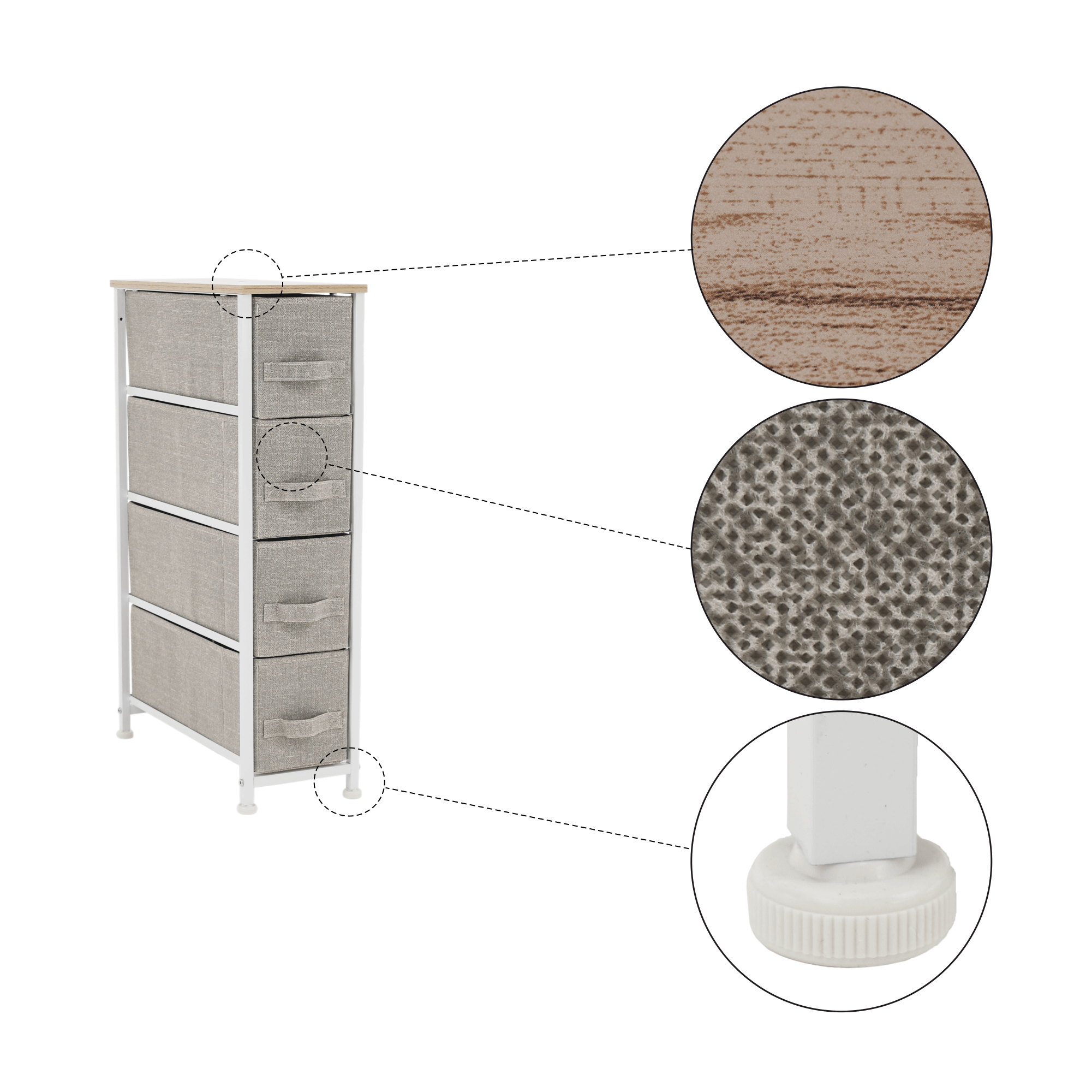 Comoda cu sertare din material textil, gri deschis/alb/bej, OFELIA TYP 2 — imaginea 16