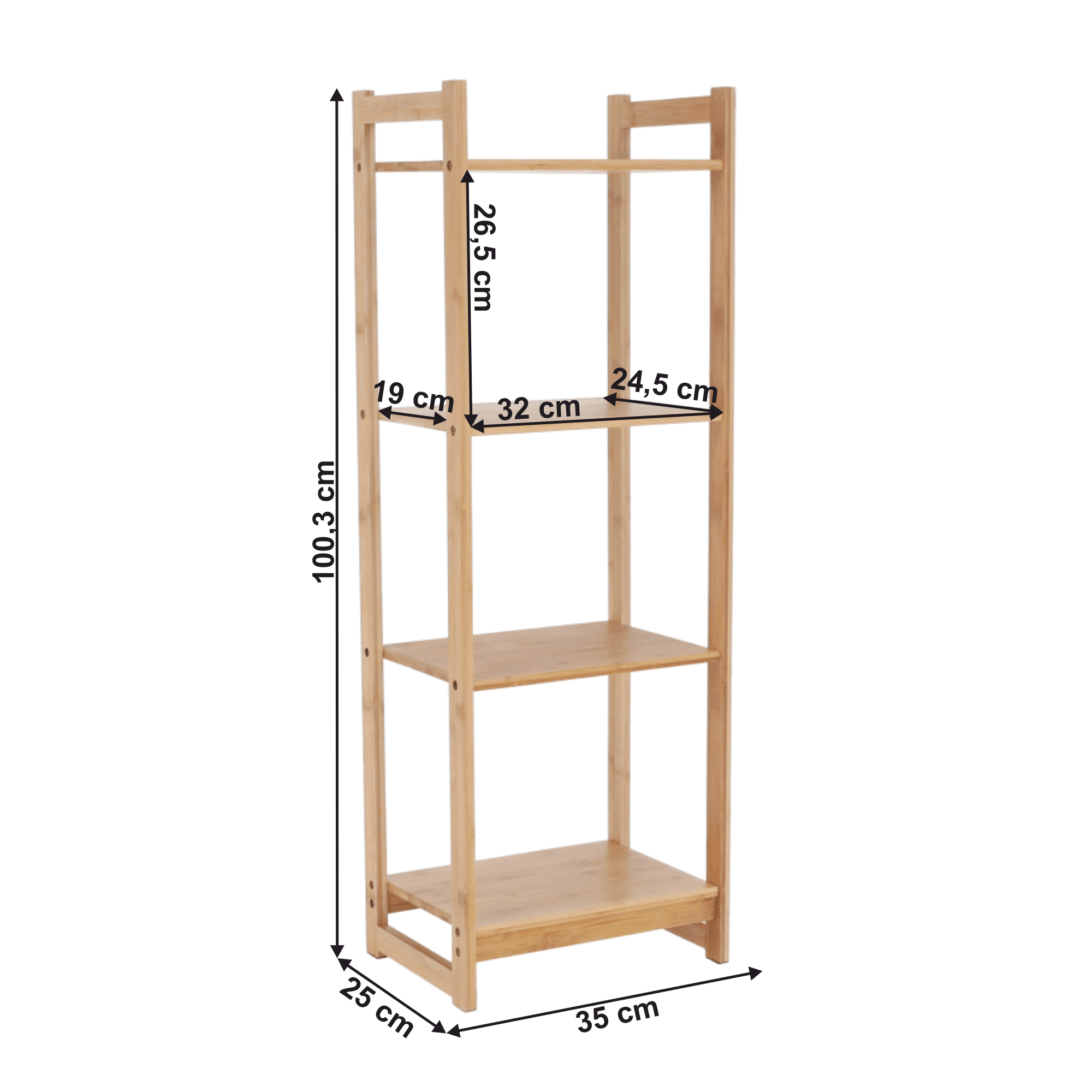 Polita cu 4 rafturi, bambus natural, IMPEROR TYPE 2 — imaginea 14