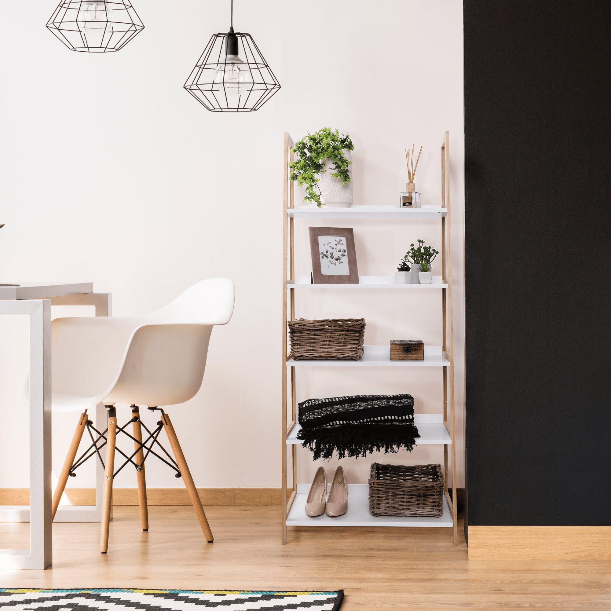 Etajera cu 4 rafturi, alb/natural, KOEN TYP 2 — imaginea 19