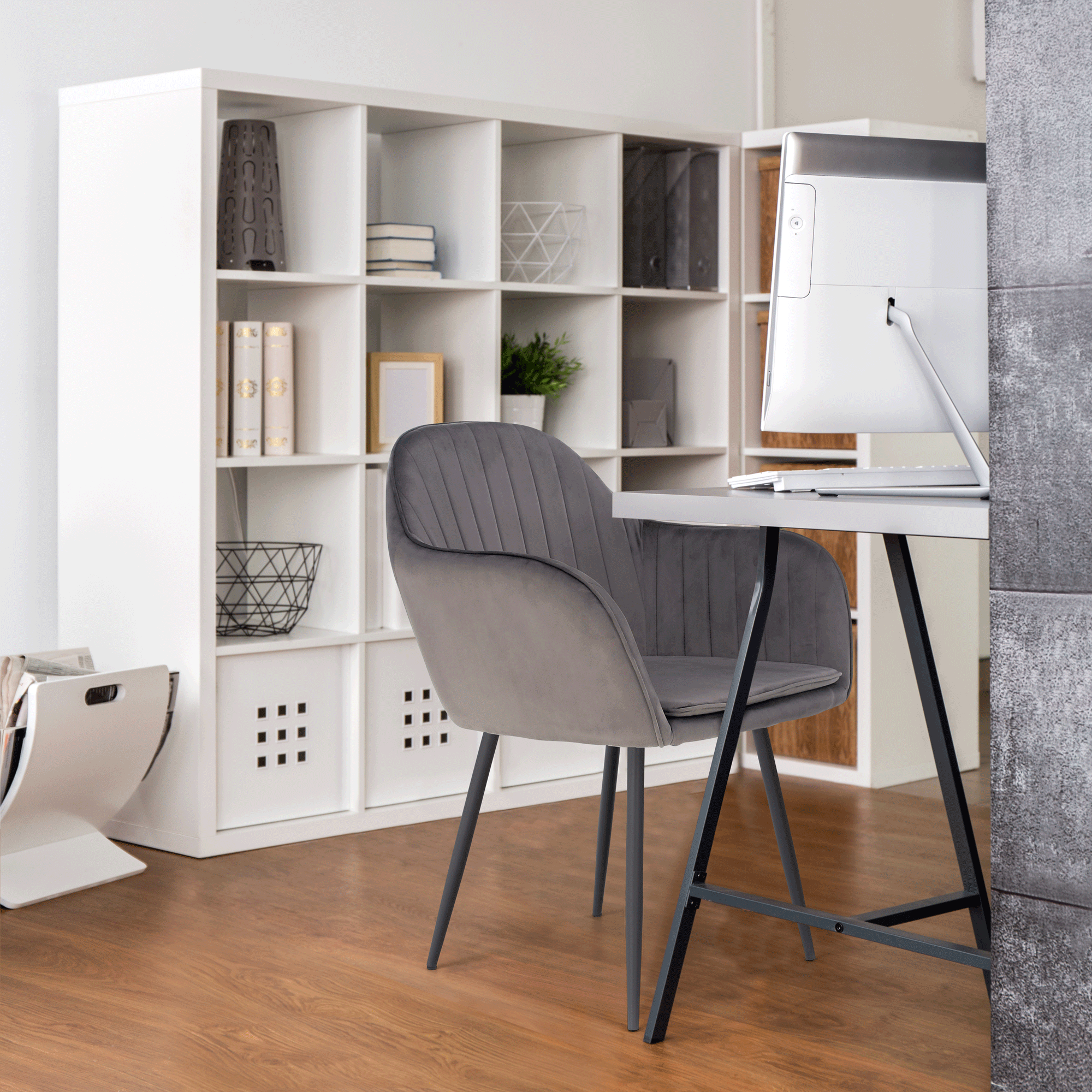 Fotoliu de design, tesatura catifea gri, ZIRKON — imaginea 4