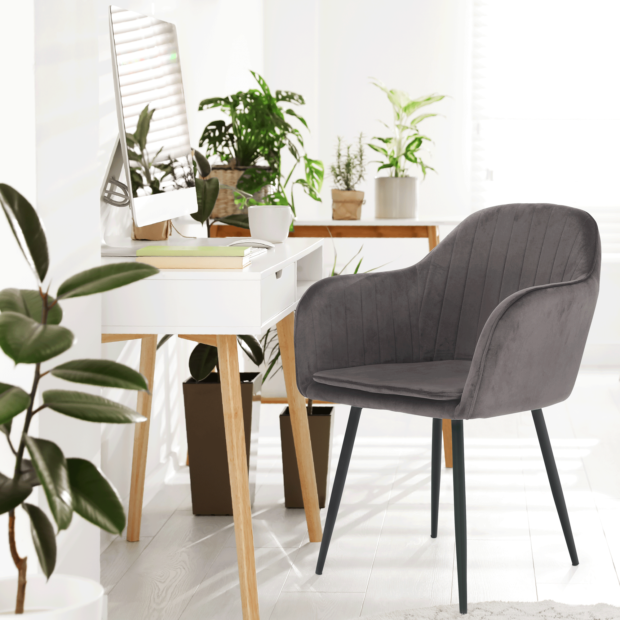 Fotoliu de design, tesatura catifea gri, ZIRKON — imaginea 5