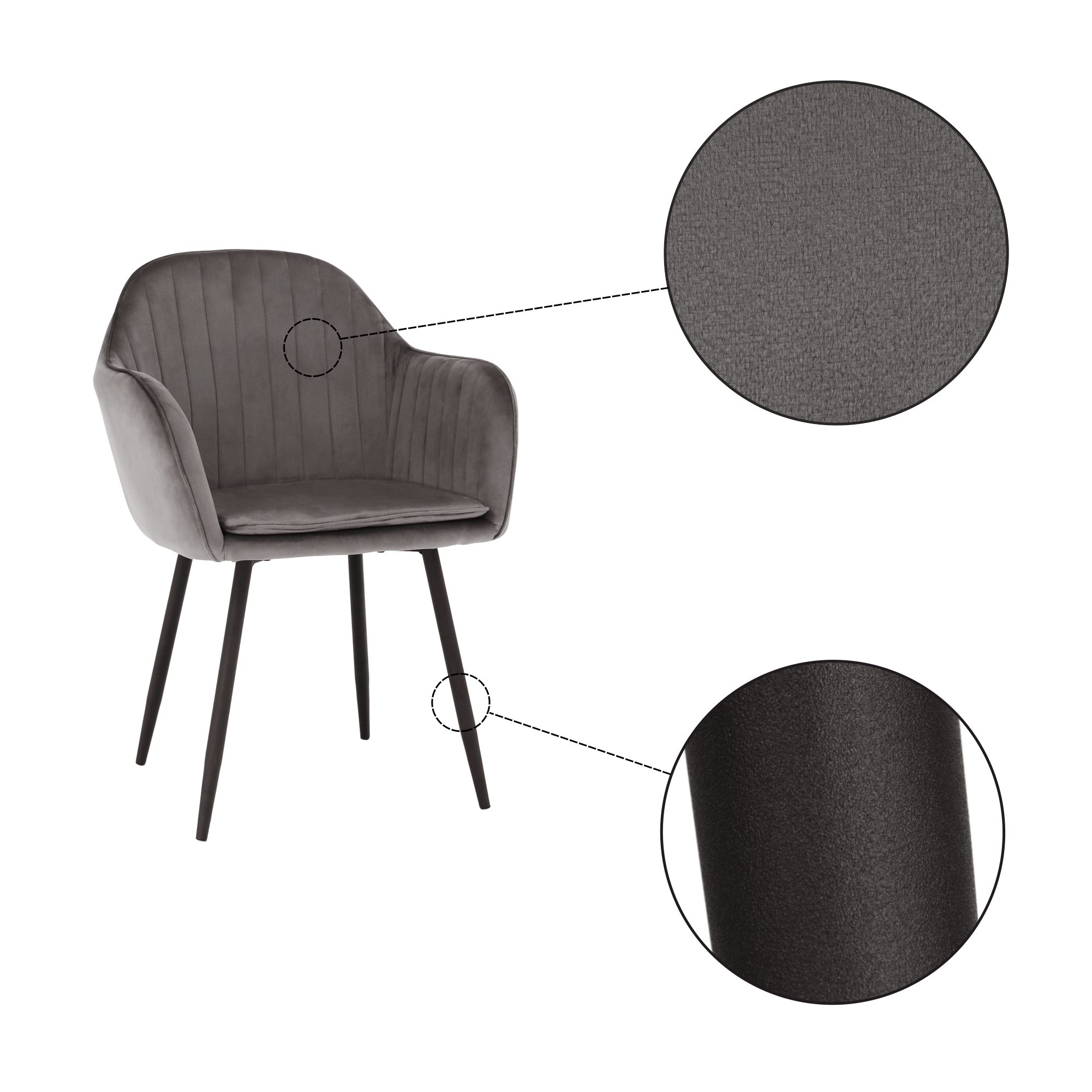 Fotoliu de design, tesatura catifea gri, ZIRKON — imaginea 7