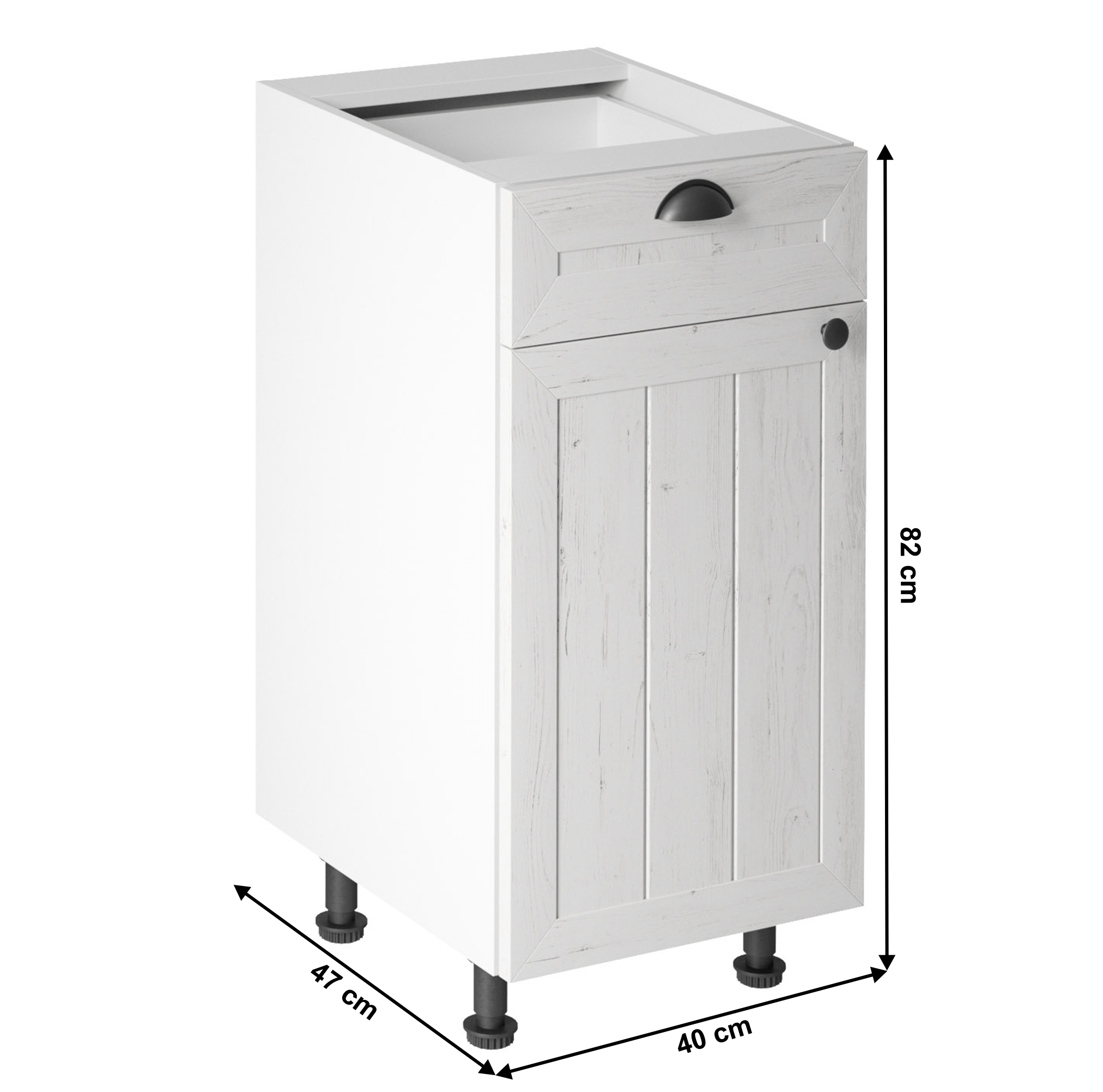Dulap inferior cu sertar D40S1, alb/pin andersen, stanga, PROVANCE — imaginea 6