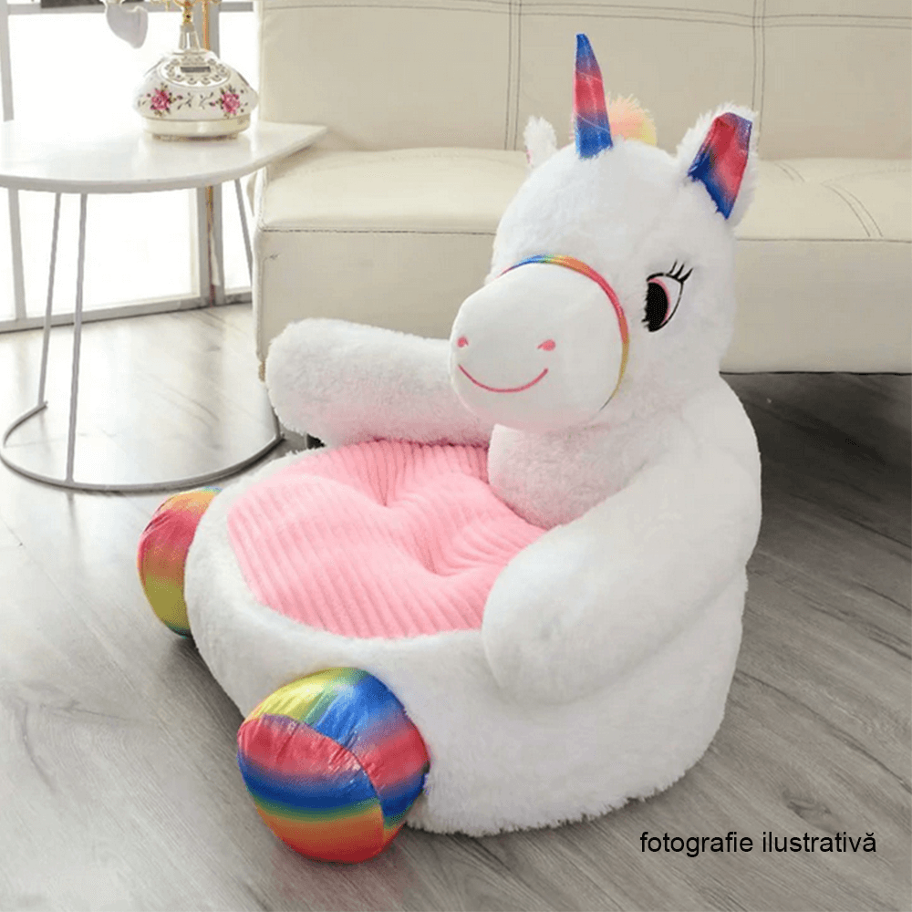 Fotoliu tip sac unicorn, alb/roz/amestec de culori, BUFEL — imaginea 2