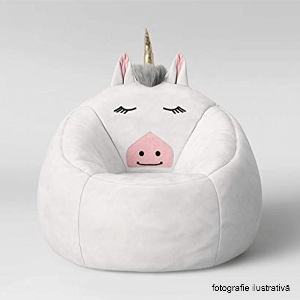 Fotoliu tip sac unicorn, alb, INOROG — imaginea 2