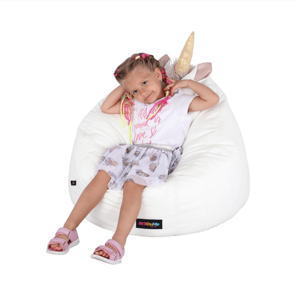 Fotoliu tip sac unicorn, alb, INOROG — imaginea 3