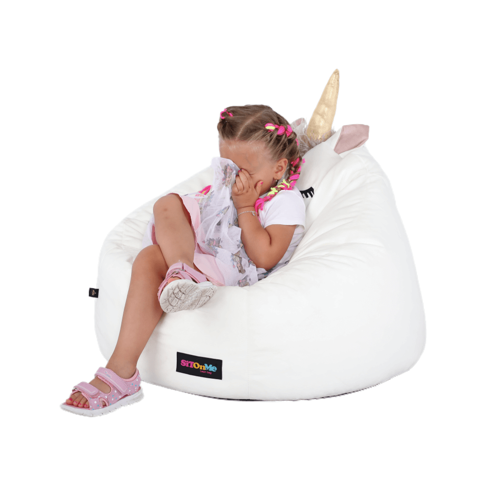 Fotoliu tip sac unicorn, alb, INOROG — imaginea 4