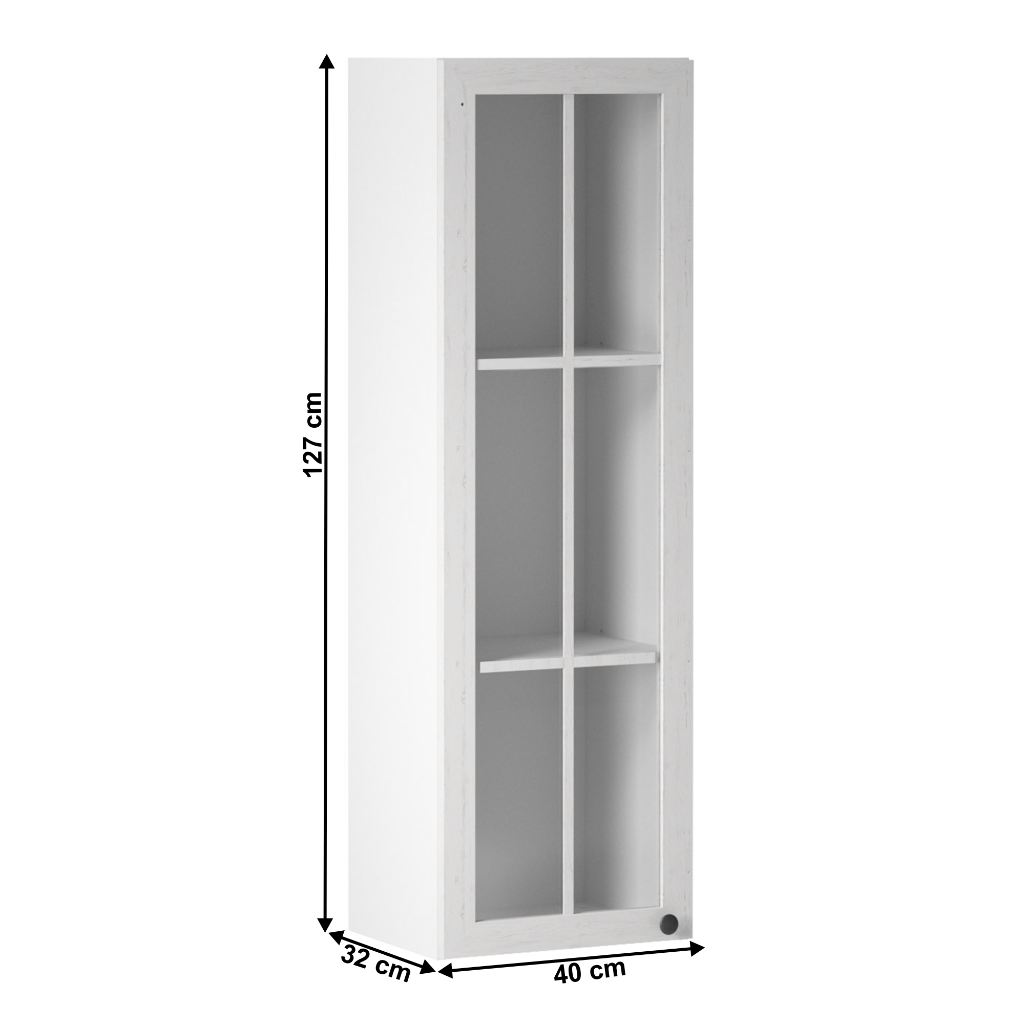 Dulap superior cu sticla W40S, alb/pin andersen, stanga PROVANCE — imaginea 6