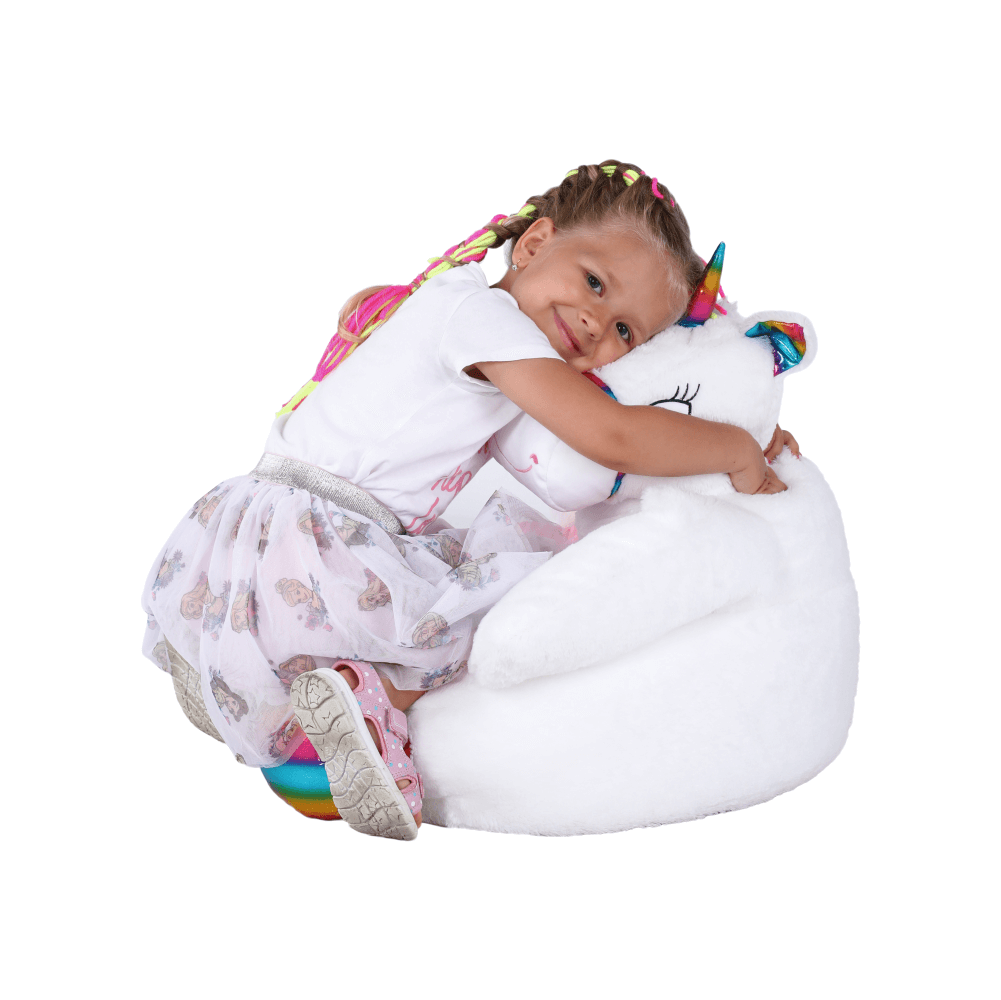 Fotoliu tip sac unicorn, alb/roz/amestec de culori, BUFEL — imaginea 9