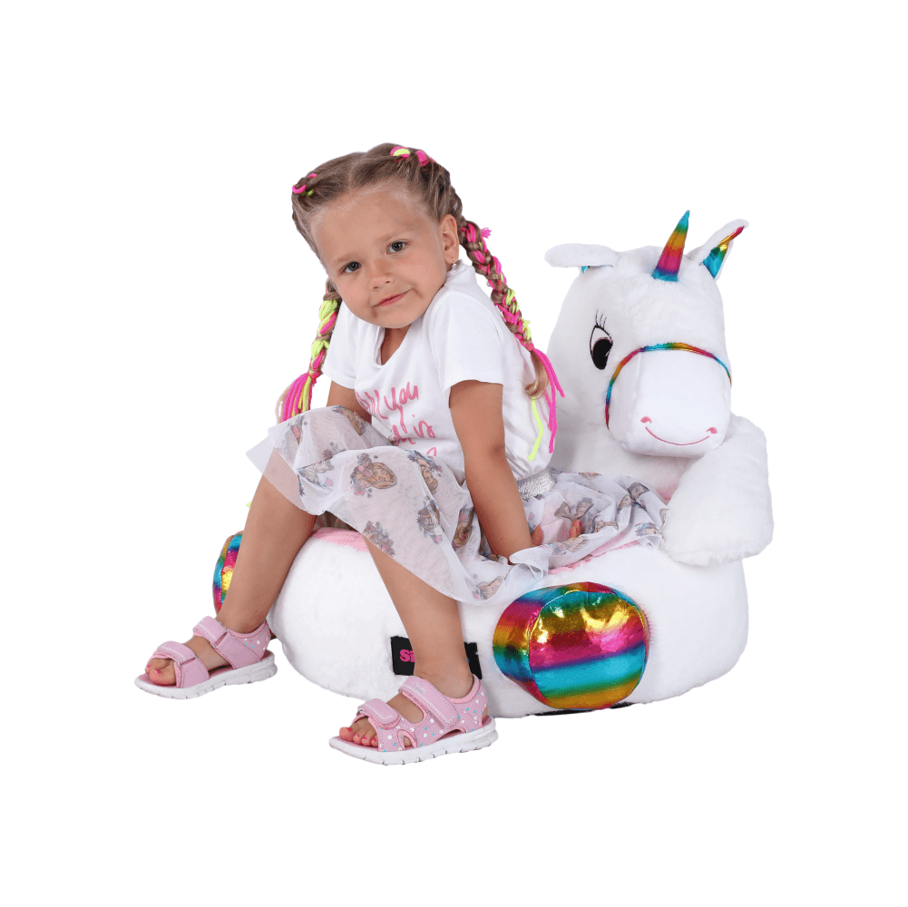Fotoliu tip sac unicorn, alb/roz/amestec de culori, BUFEL — imaginea 10