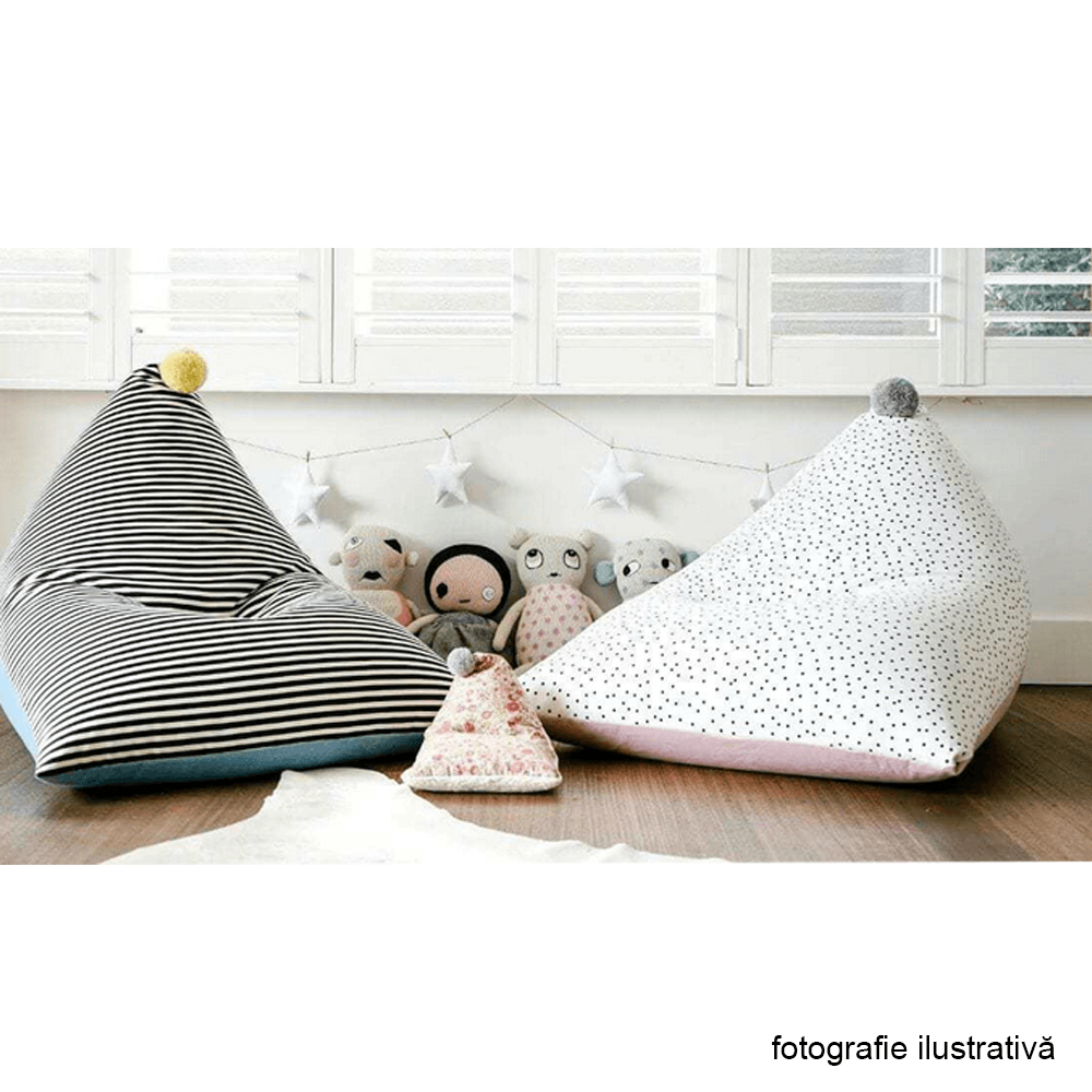 Fotoliu tip sac, alb/roz/gri, POMPOM — imaginea 2