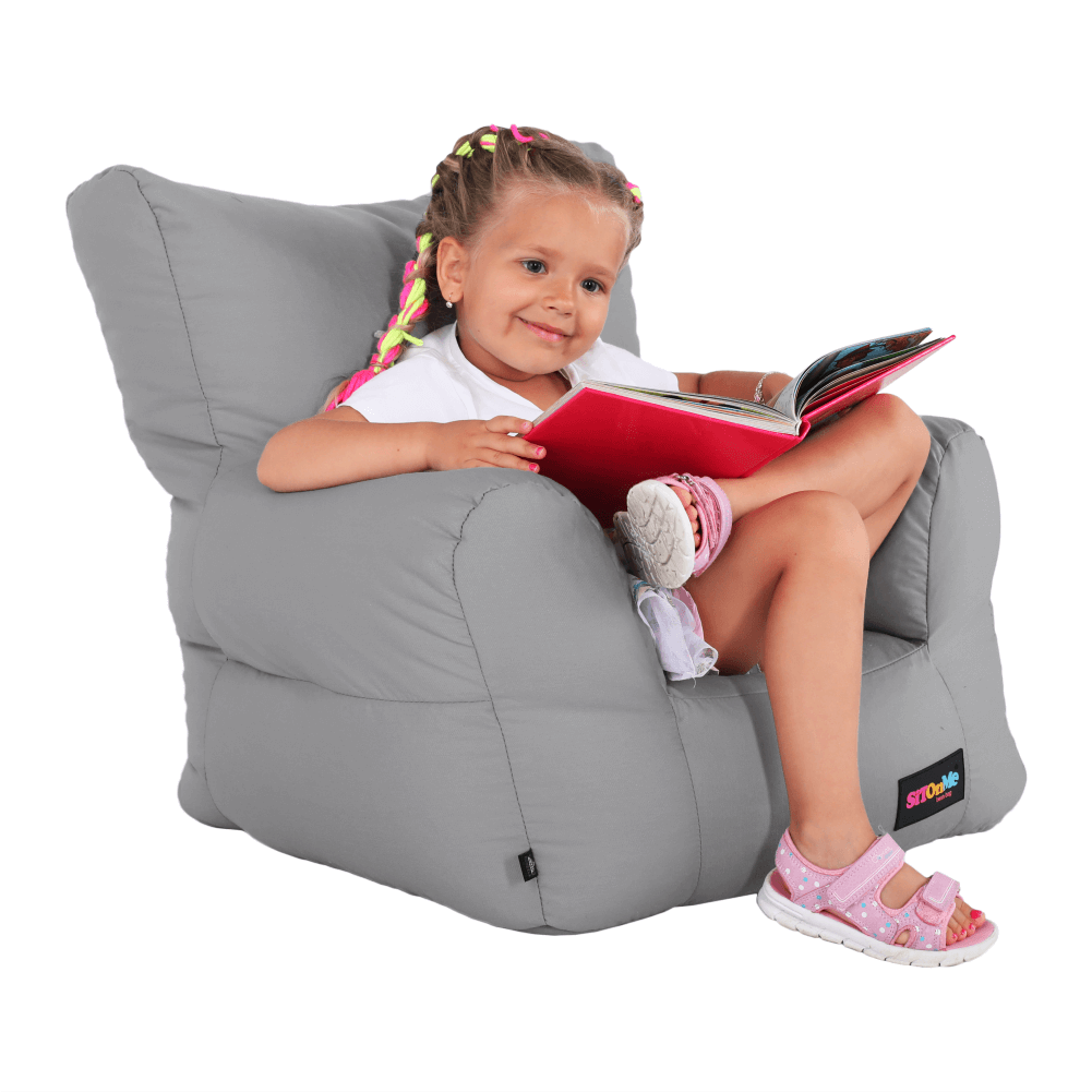 Fotoliu tip sac, material textil gri deschis, TAMPO — imaginea 5