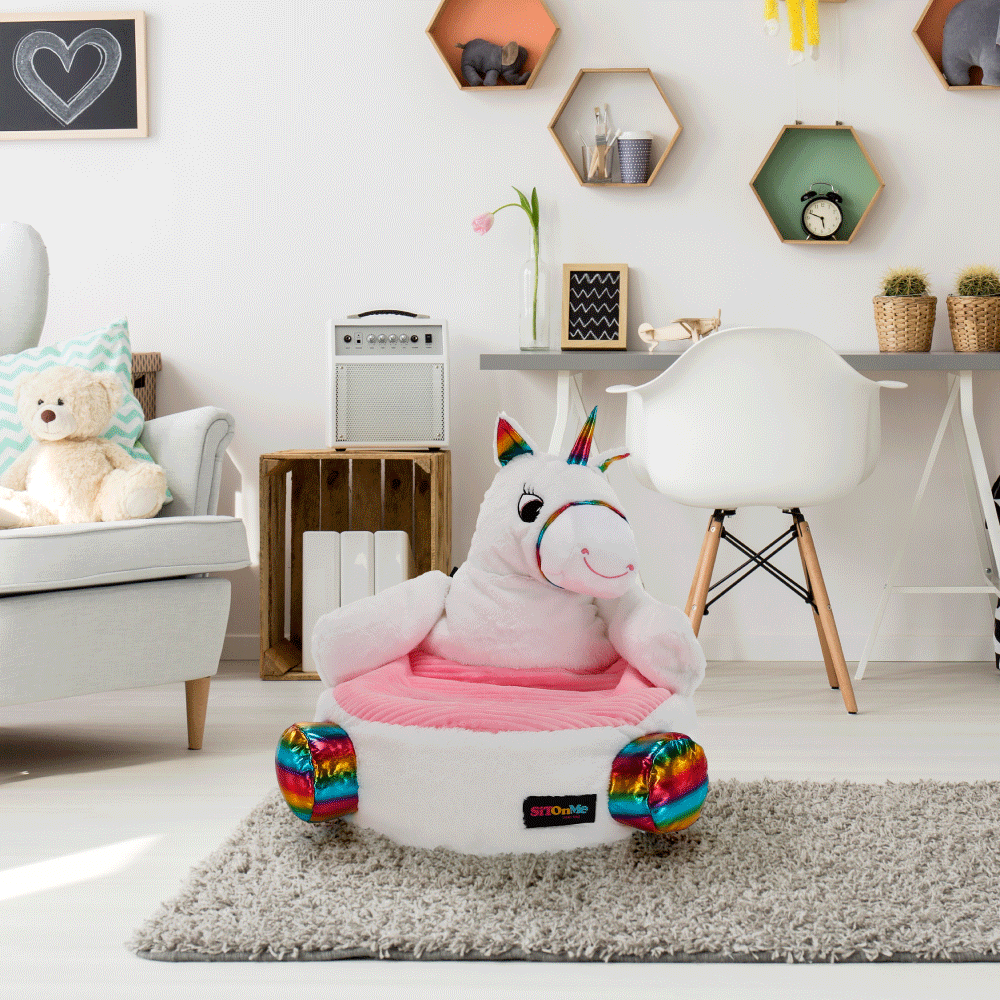 Fotoliu tip sac unicorn, alb/roz/amestec de culori, BUFEL — imaginea 20