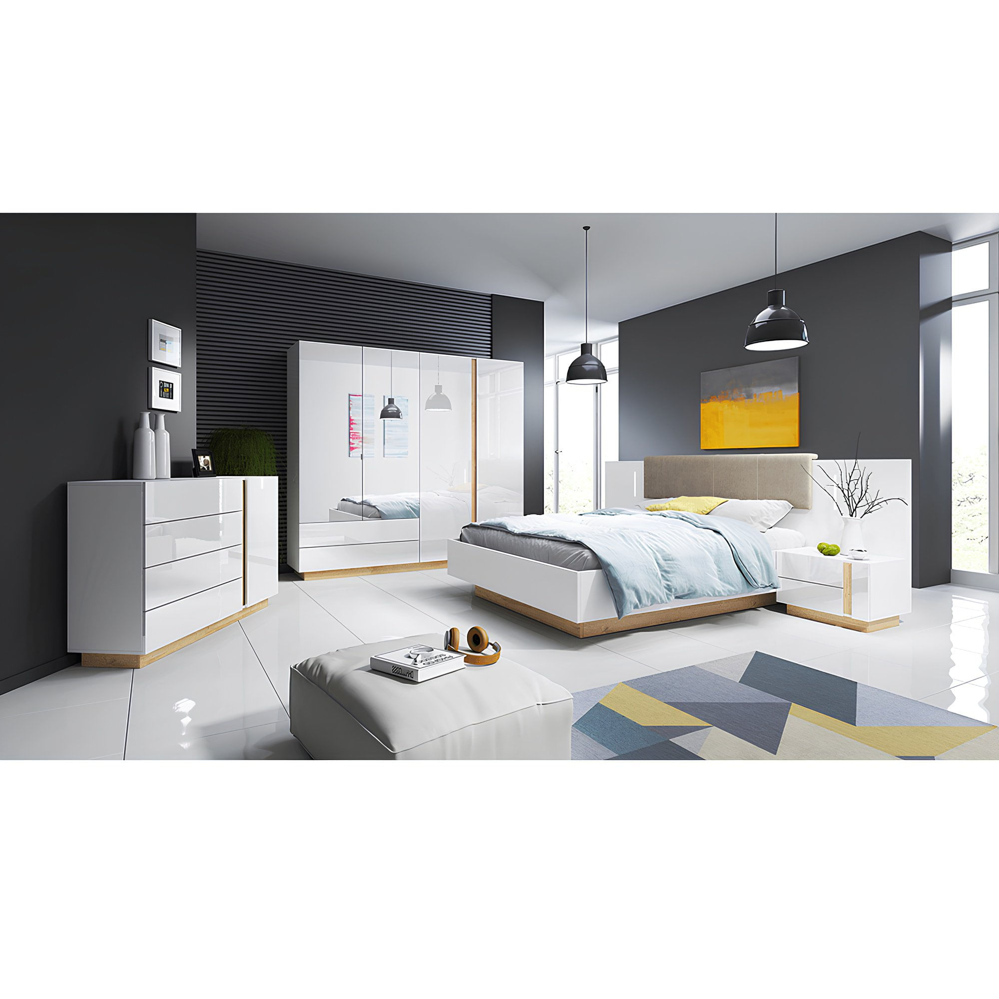 Noptiere, alb/stejar grandson/luciu alb, City — imaginea 2