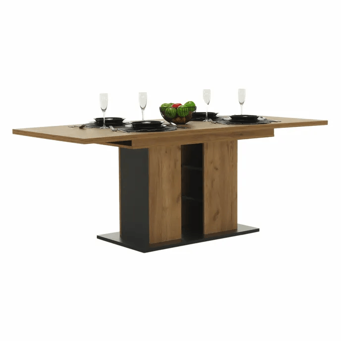 Masa dining, stejar craft auriu / grafit gri, 155-204x86 cm, FIDEL — imaginea 8