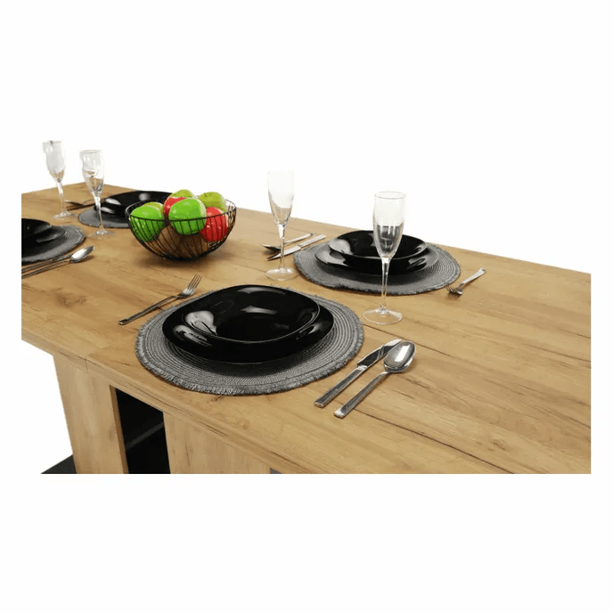 Masa dining, stejar craft auriu / grafit gri, 155-204x86 cm, FIDEL — imaginea 10