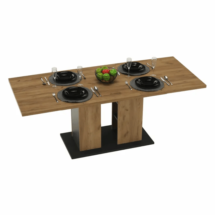 Masa dining, stejar craft auriu / grafit gri, 155-204x86 cm, FIDEL — imaginea 11