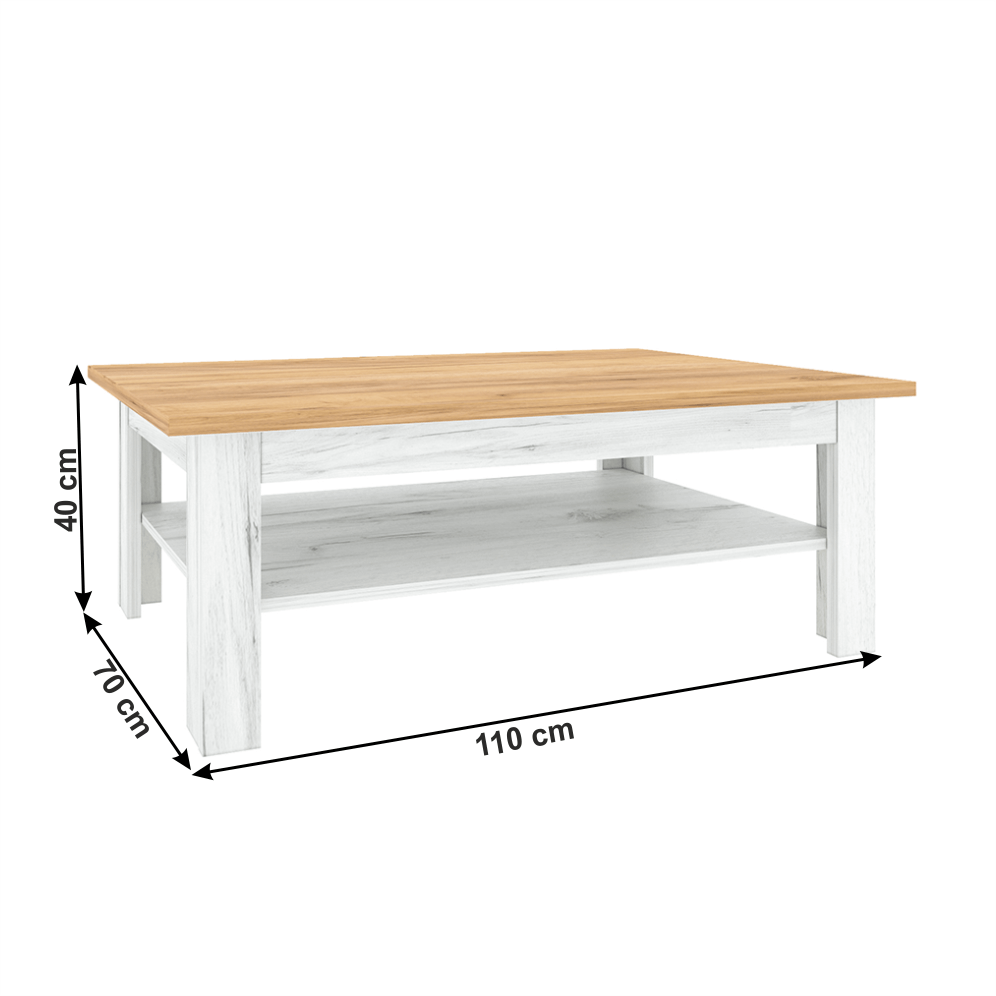 Masuta de cafea T2, stejar craft auriu / stejar craft alb, SUDBURY — imaginea 2