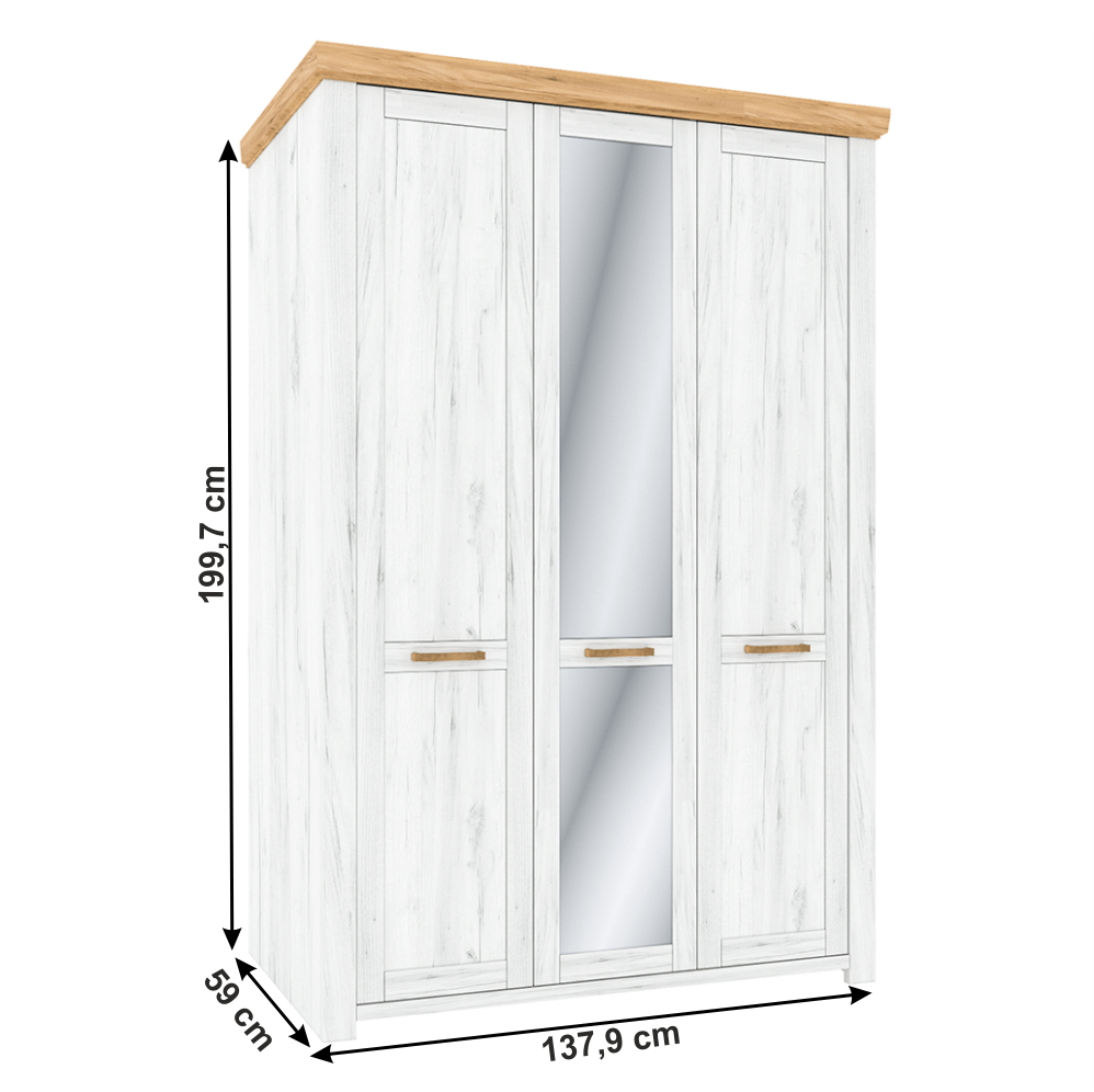 Dulap cu spatiu pt. umerase H, stejar craft auriu / stejar craft alb, SUDBURY — imaginea 4